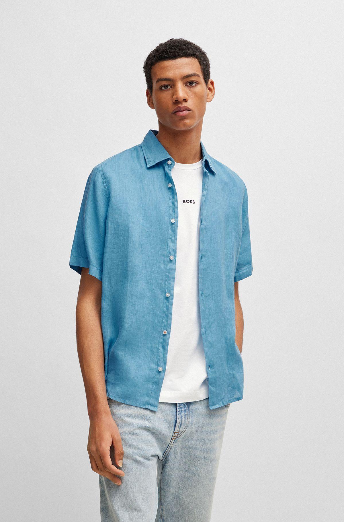 HUGO BOSS A Short Sleeved Shirt In Blue Product Image