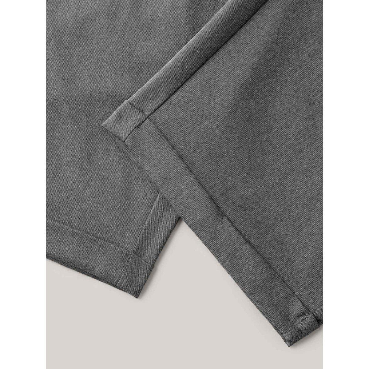 Plus Size Mid Waist Rolled Hem Straight-Leg Solid Pants Women DimGray At the Office Straight Leg Mid Rise Work Pants BloomChic 28/5X Product Image
