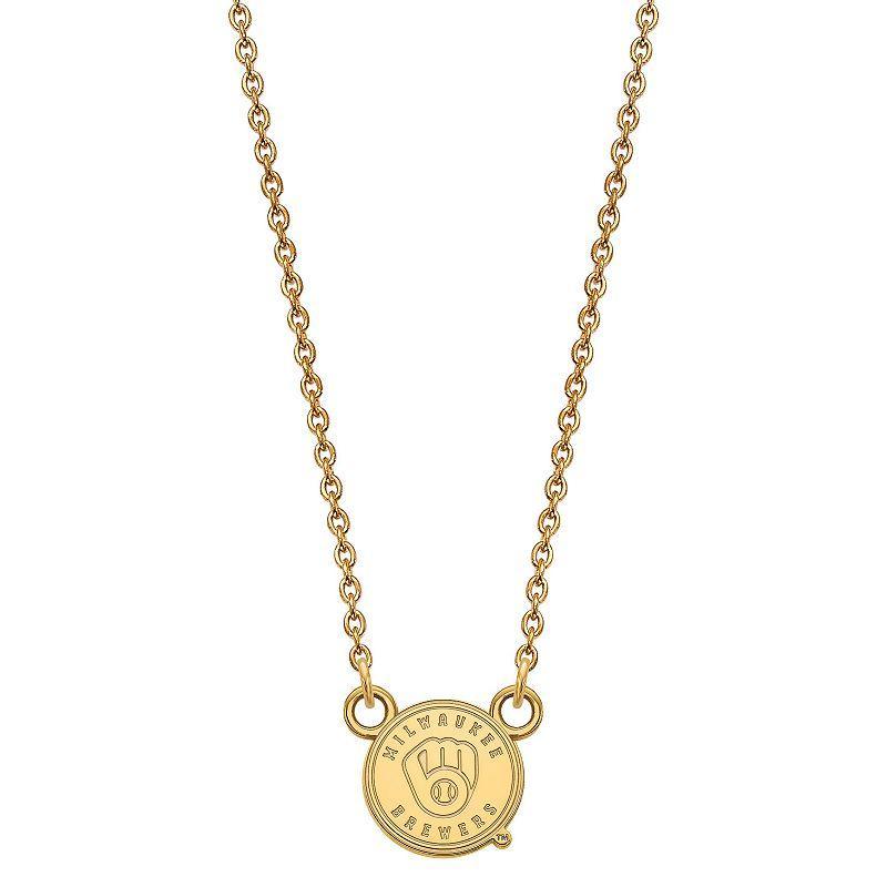LogoArt Milwaukee Brewers Sterling Silver Small Pendant Necklace, Women's, Size: 18 mm, Gold Tone Product Image