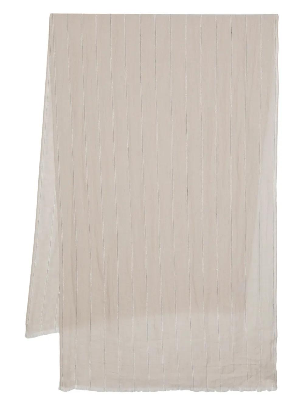 BRUNELLO CUCINELLI Metallic-threading Striped Scarf In Beige Product Image