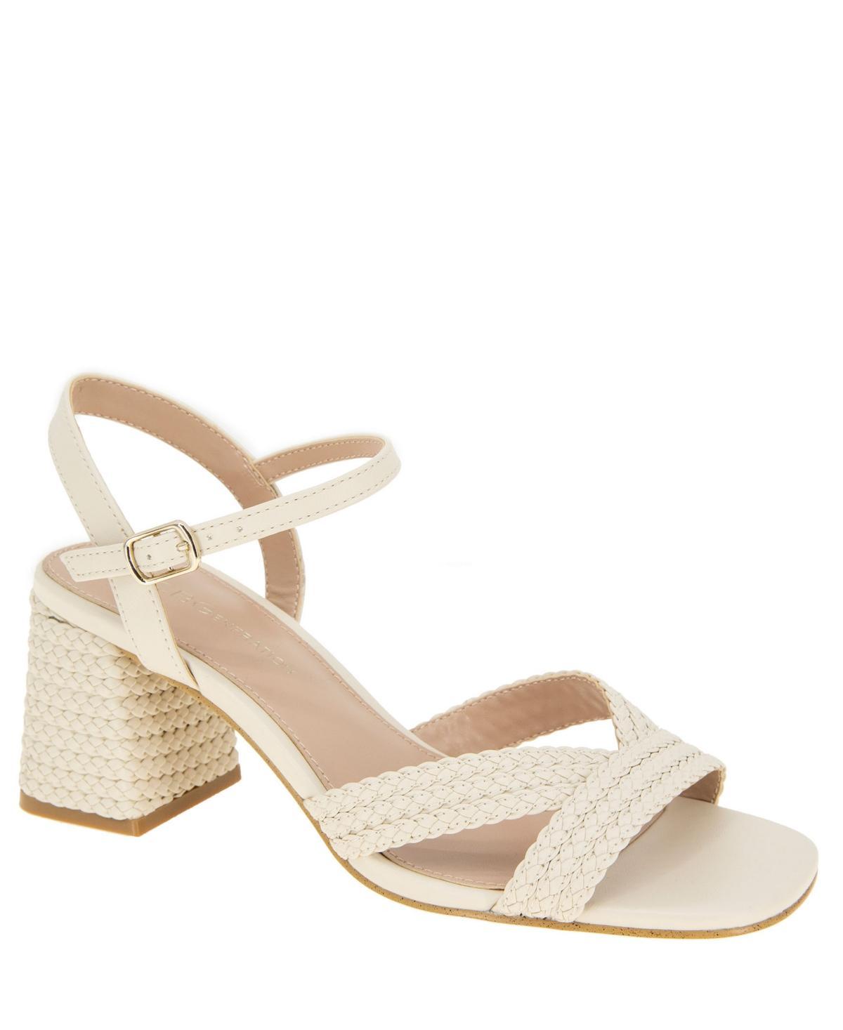 BCBGeneration Womens Dahlia Braided Block Heel Buckle Dress Sandals Product Image