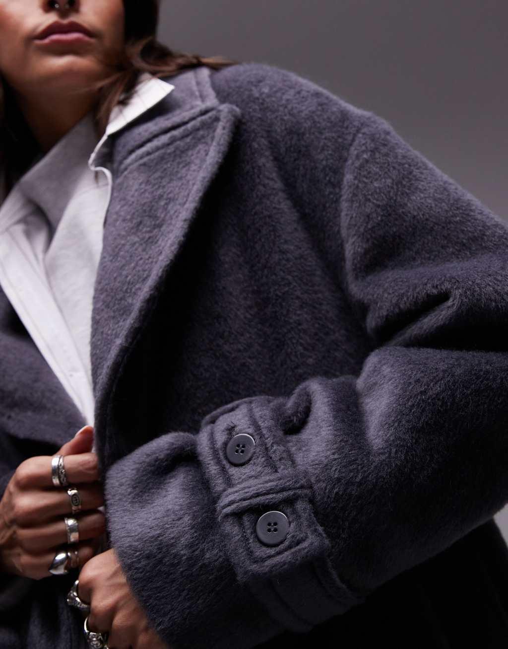 Topshop chuck on coat in dark gray Product Image