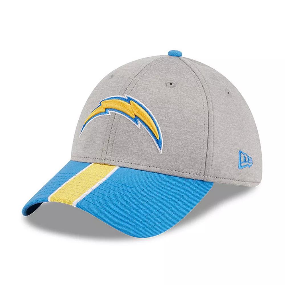 Men's New Era Heather Gray/Powder Blue Los Angeles Chargers Striped 39THIRTY Flex Hat, Size: Small/Medium, Grey Product Image