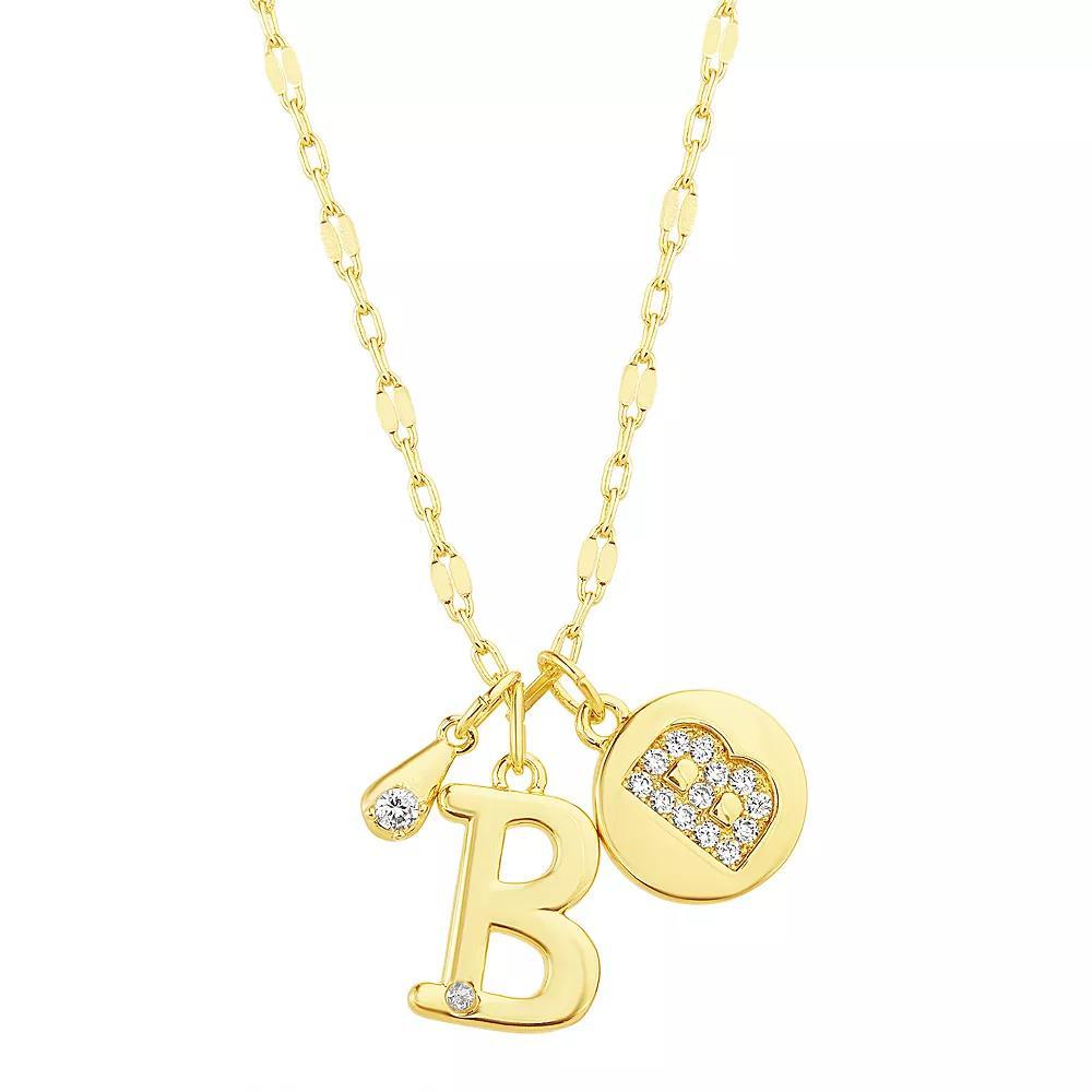 Paige Harper 14k Gold Flash Plated V-Cluster Initial & Cubic Zirconia Charm Necklace, Womens Gold Tone B Product Image