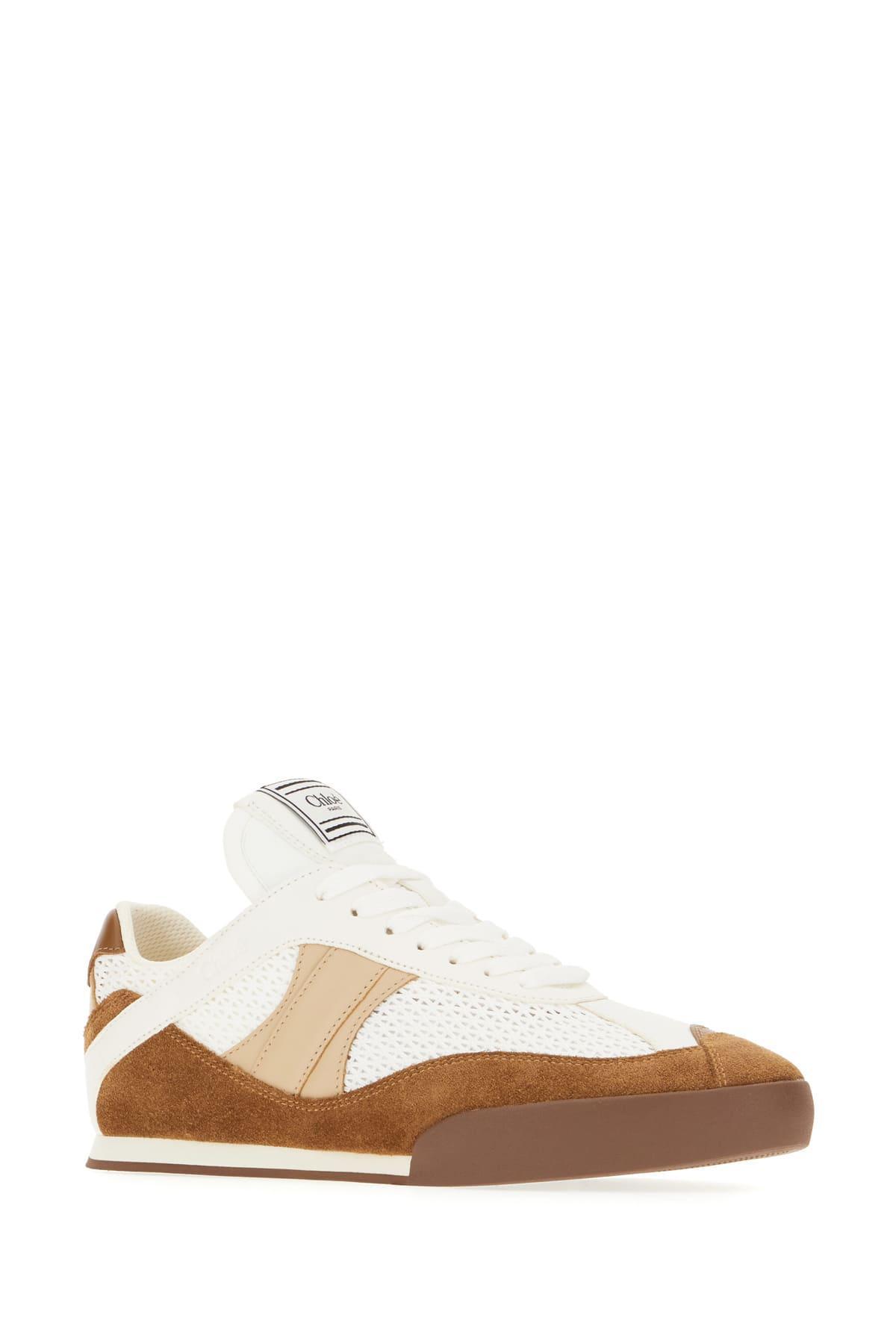 CHLOÉ Low-top Leather-mesh Sneakers In White Product Image