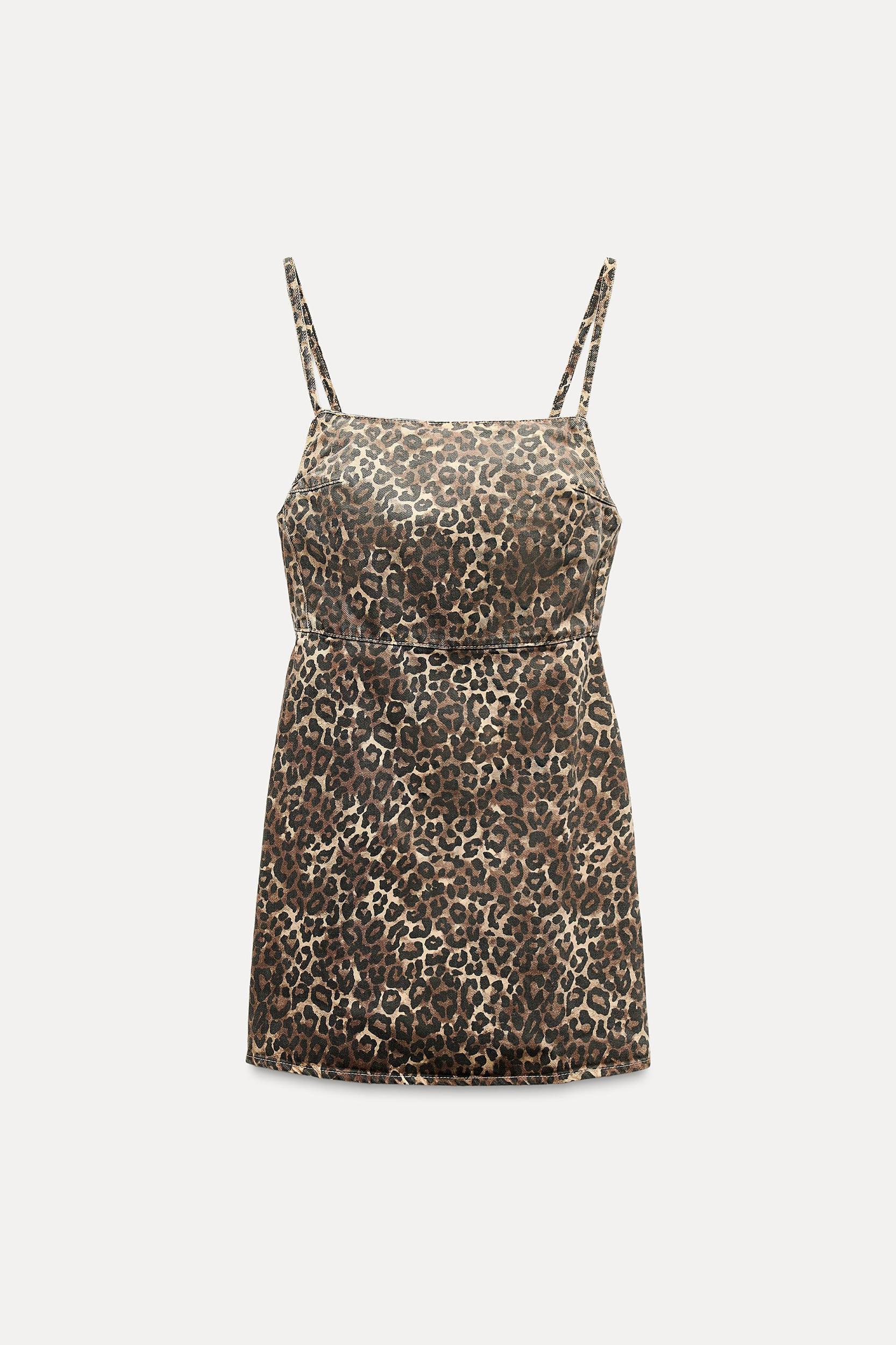 ANIMAL PRINT SHORT DENIM TRF DRESS Product Image