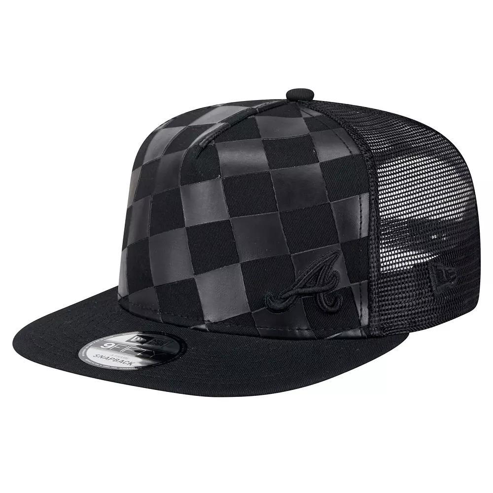 Mens New Era Atlanta Braves Score Check A-Frame Trucker 9FIFTY Snapback Hat Product Image