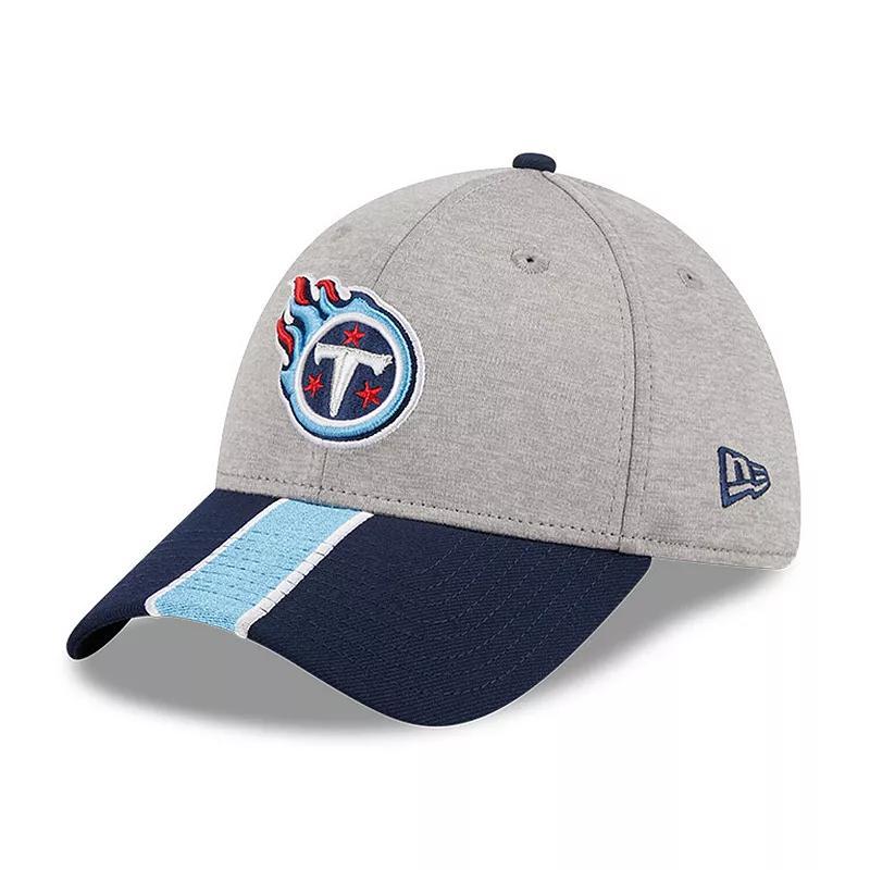 Men's New Era Heather Gray/Navy Tennessee Titans Striped 39THIRTY Flex Hat, Size: Small/Medium, Grey Product Image