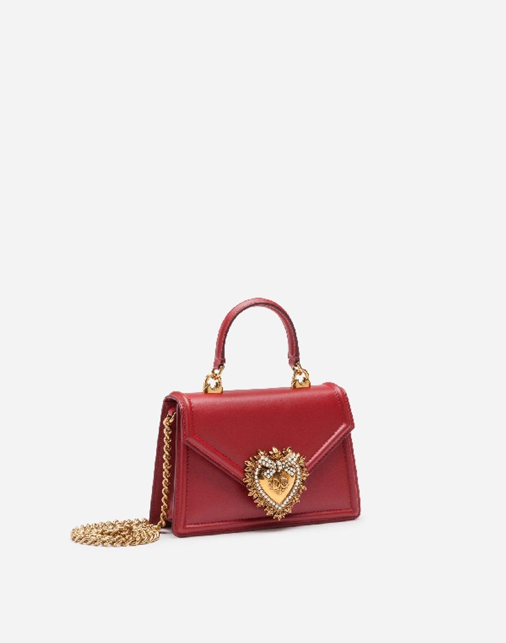 DOLCE & GABBANA Small Smooth Calfskin Devotion Bag In Red Product Image