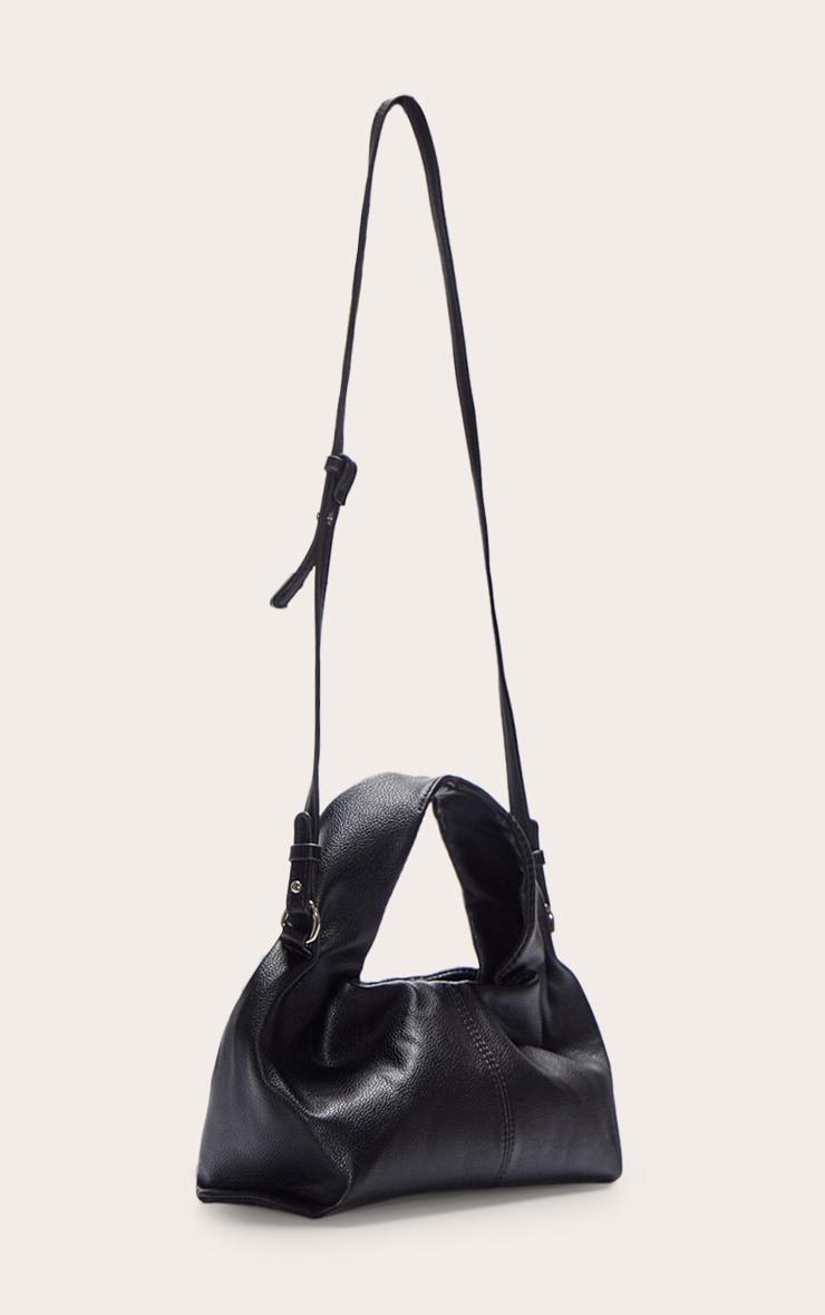Black Slouchy Mini Pu Handbag Product Image