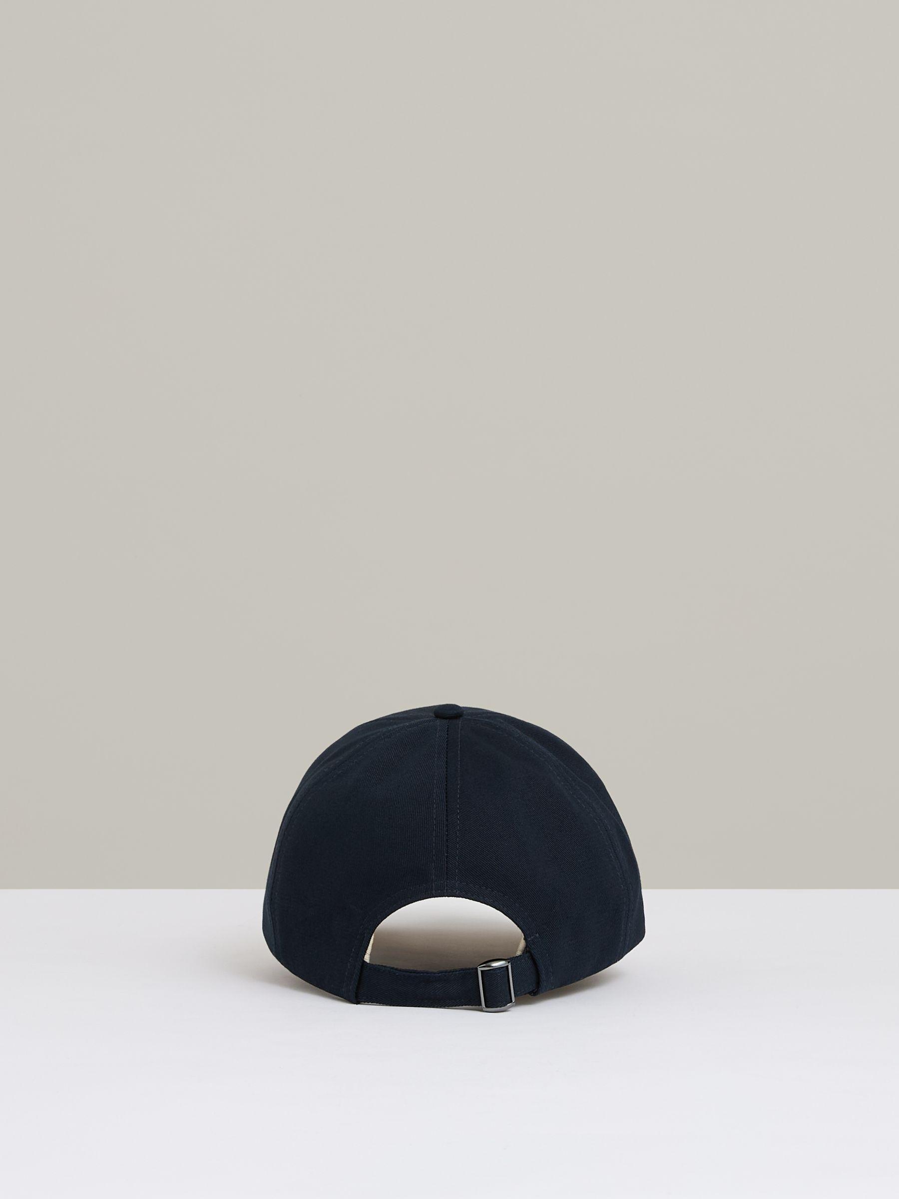 Cotton Contrast-Peak Logo Baseball Cap in Ecru/Navy Product Image