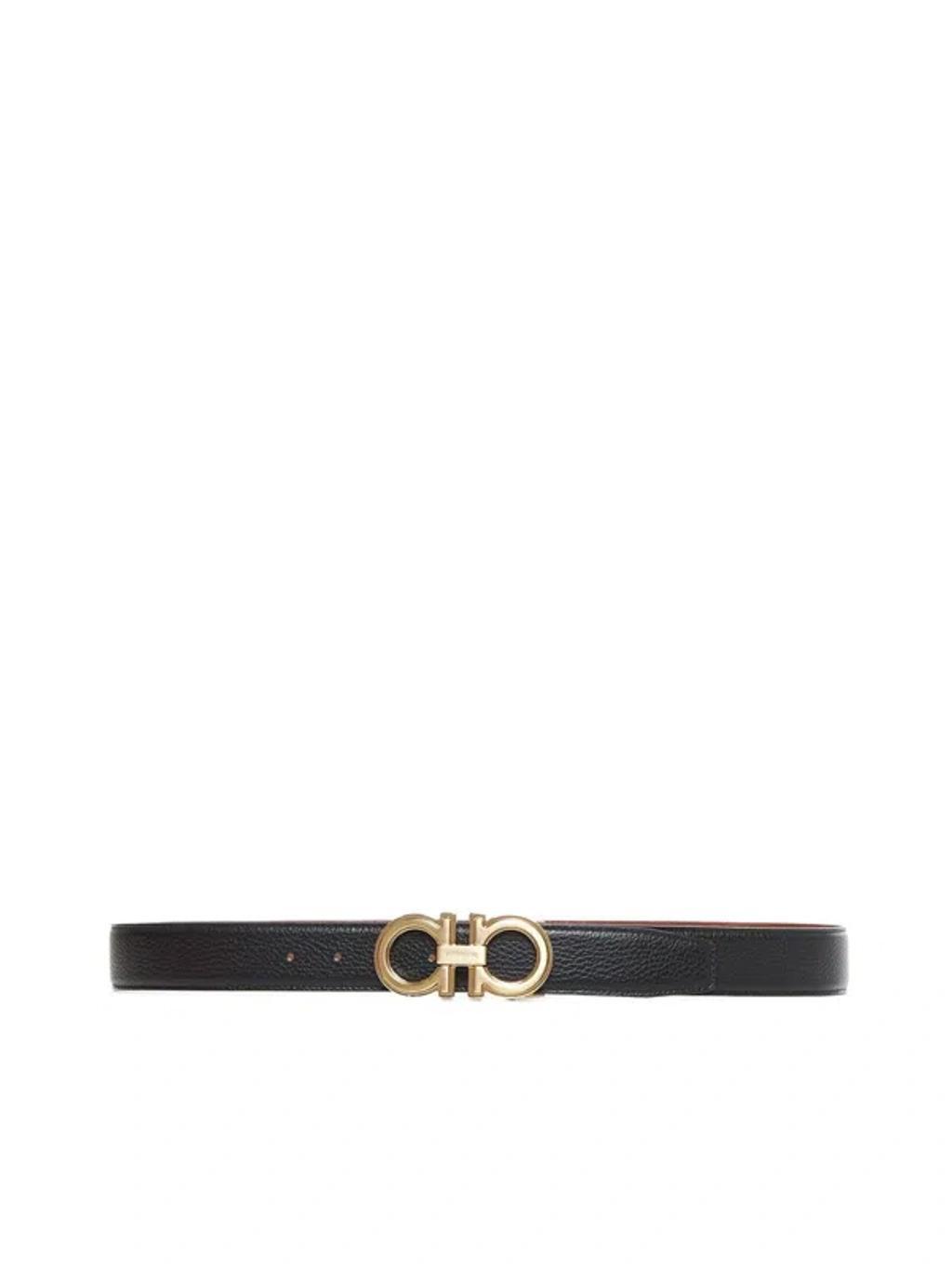 FERRAGAMO Double Adjustable 35mm In Black,new Cognac Product Image