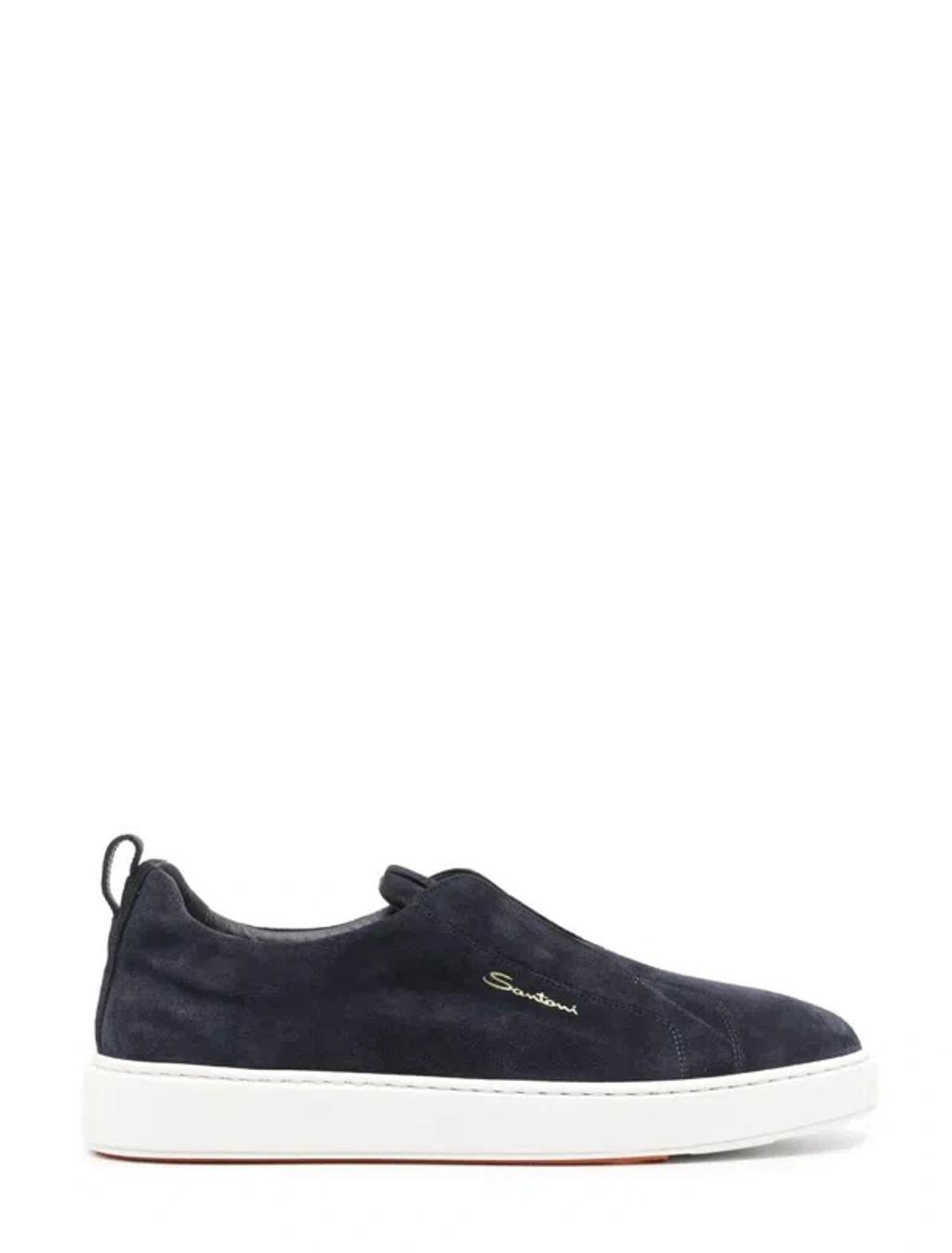logo-lettering suede sneakers Product Image