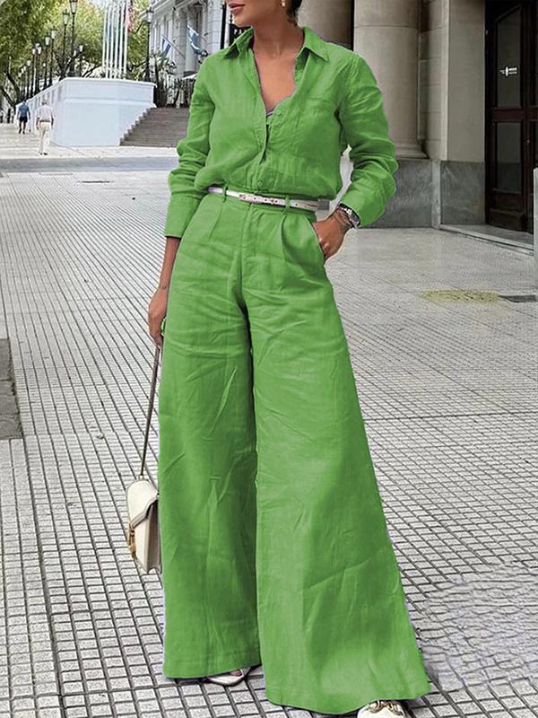 Long Sleeves Loose Solid Color Split-Joint Lapel Blouses&Shirts Tops Product Image