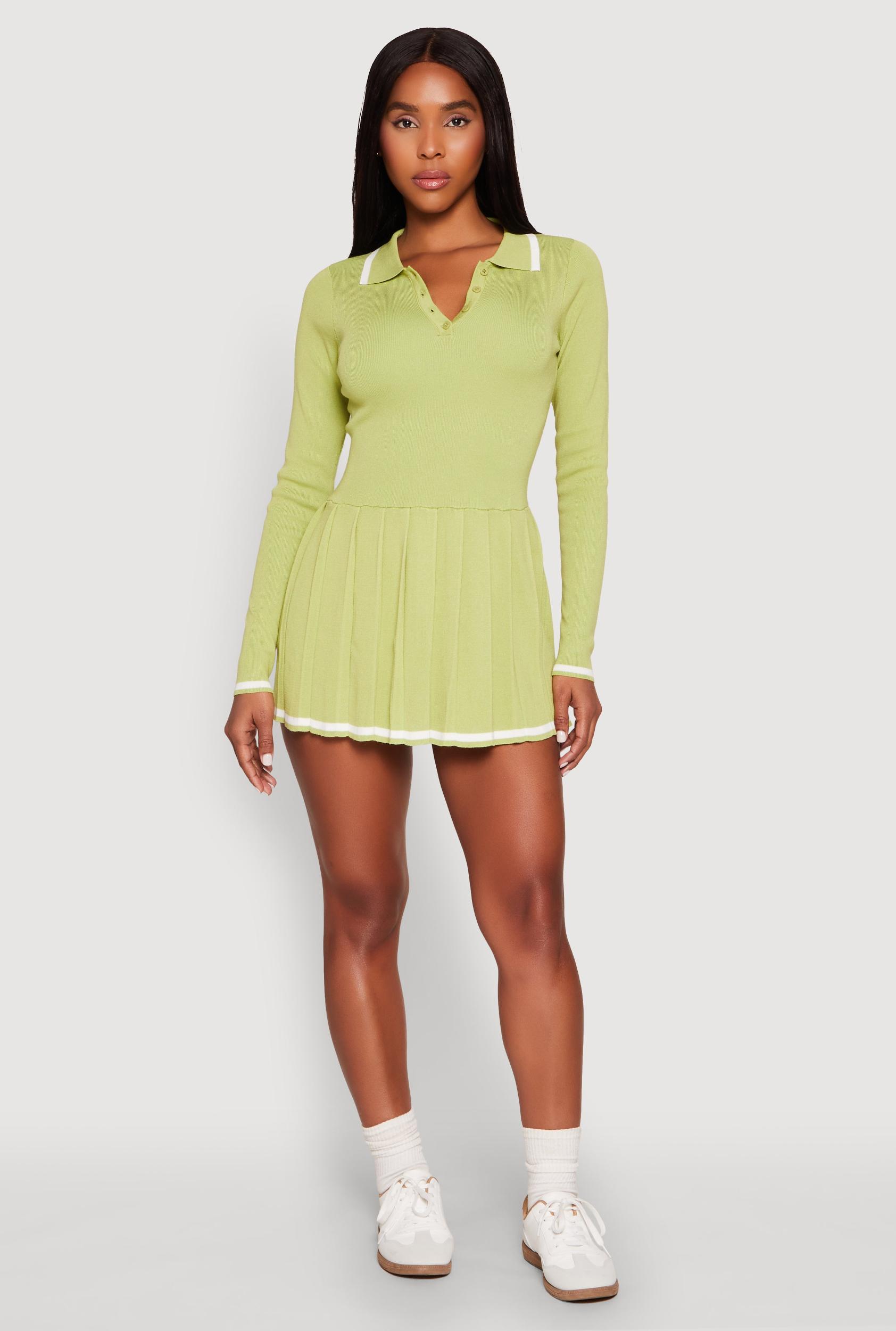 Womens Daisy Pleated Contrast Trim Sweater Dress Product Image
