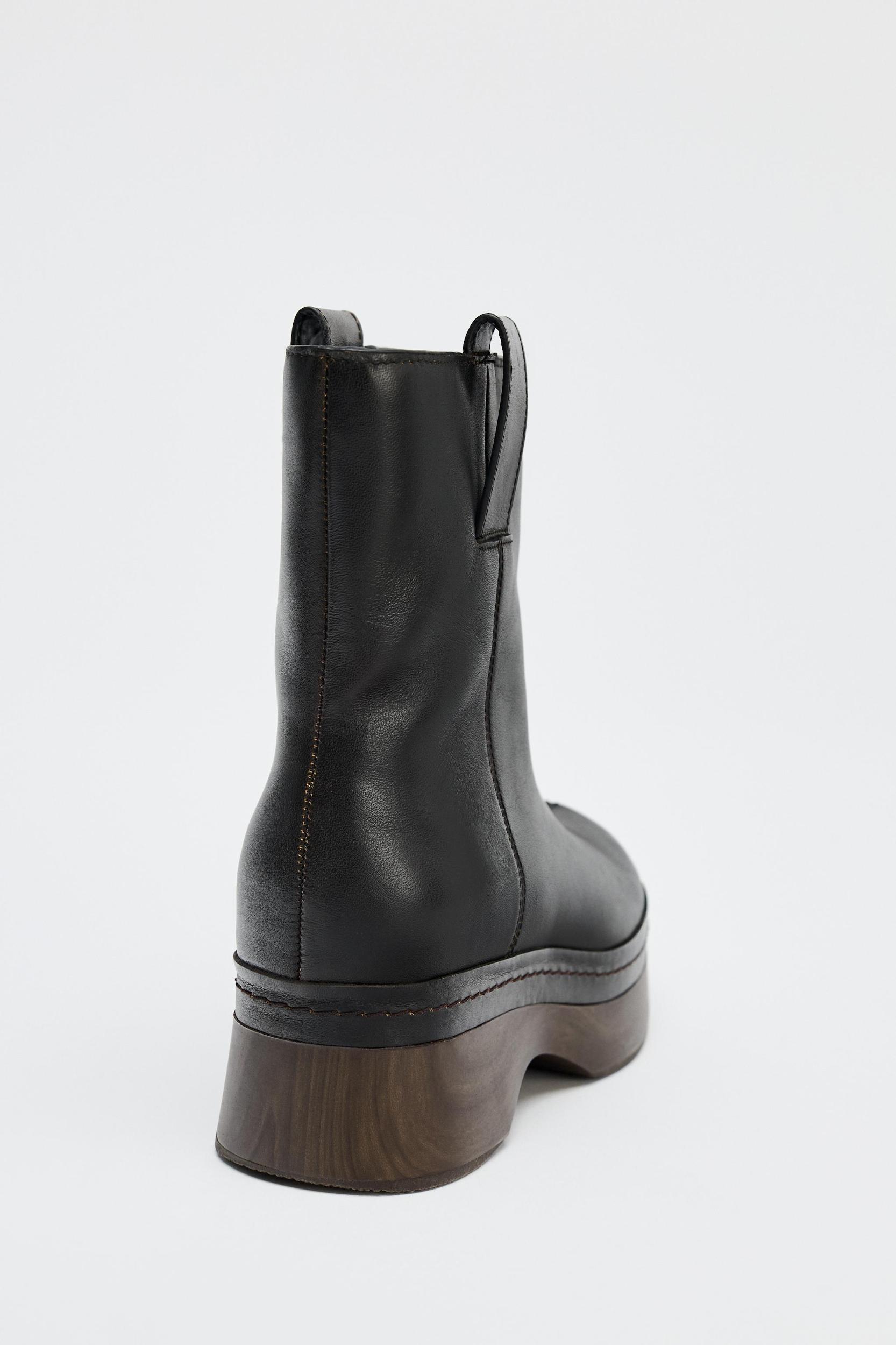 LEATHER PLATFORM ANKLE BOOTS Product Image
