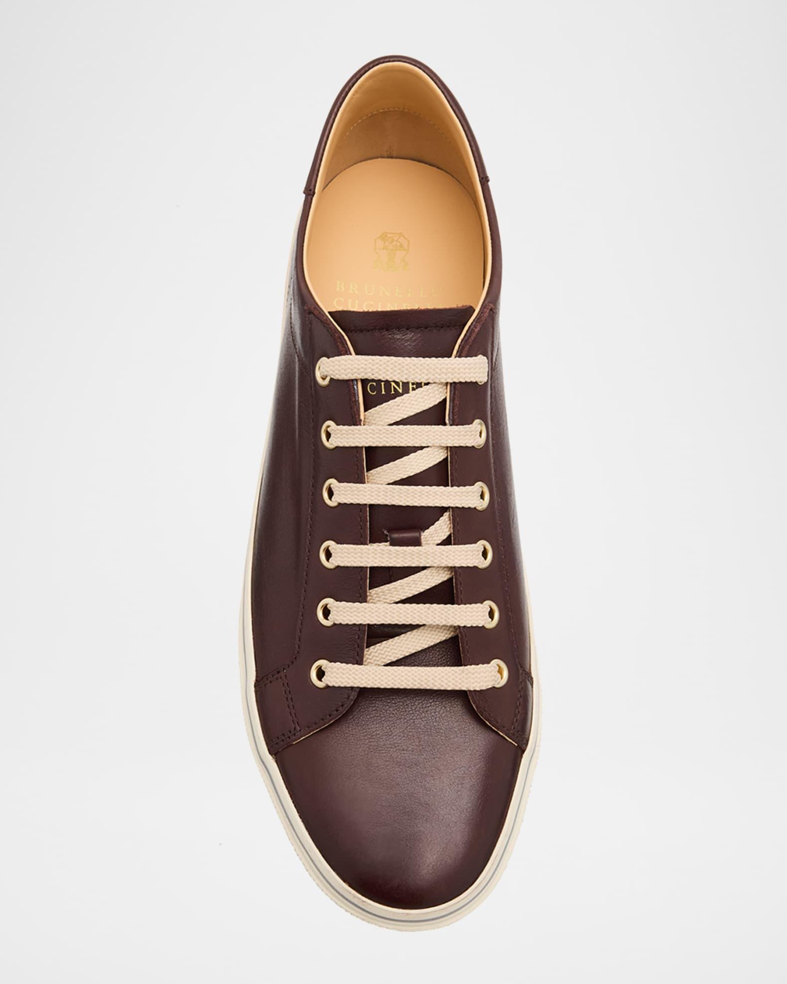 Men's Vulcanized-Sole Leather Low-Top Sneakers Product Image