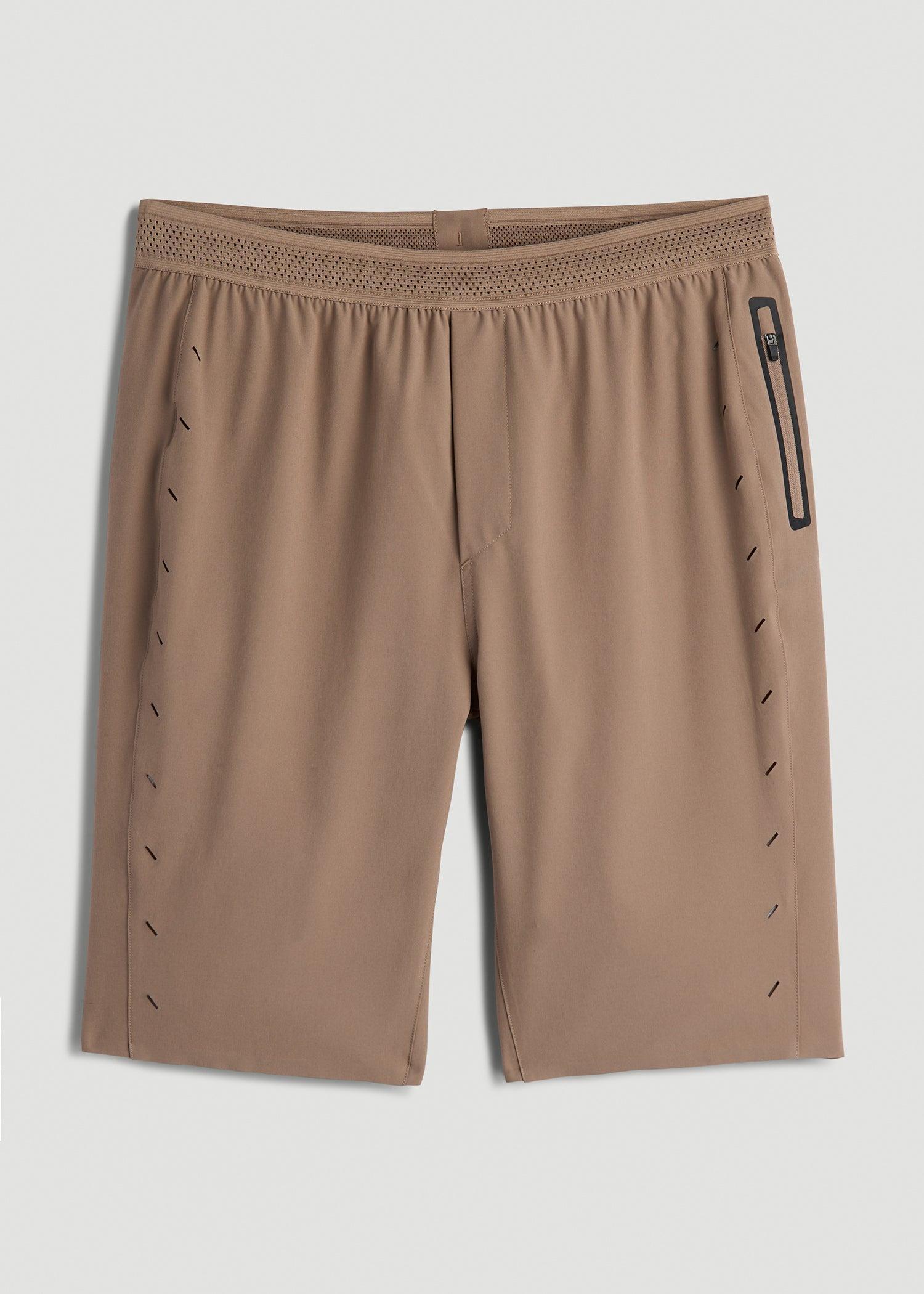 Featherweight Perforated Training Shorts for Tall Men in Dark Sand Product Image
