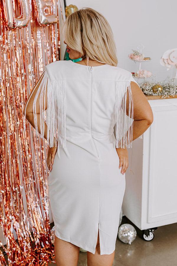 Daily Romance Fringe Dress In White Curves Product Image