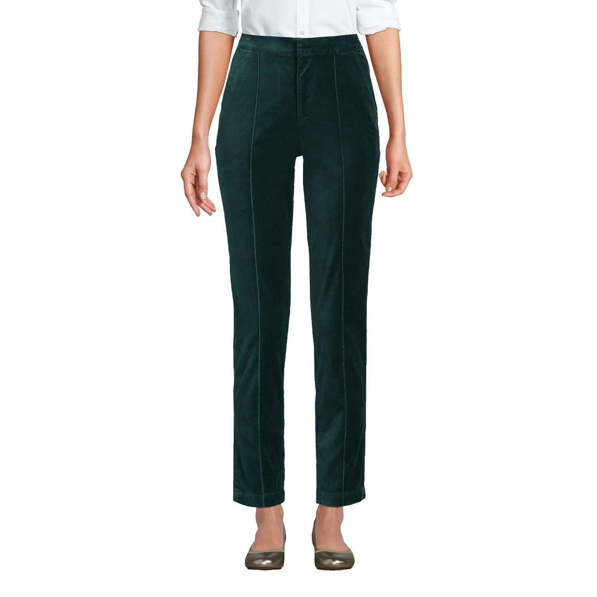 Women's Lands' End Velvet High Rise Pintuck Pencil Ankle Pants, Size: 18, Deep Balsam Product Image