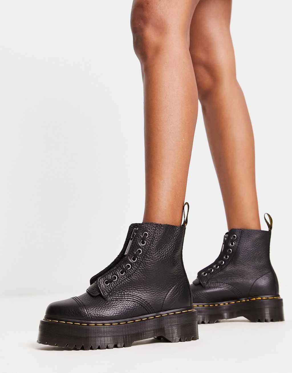 Dr Martens Sinclair flatform zip tumbled leather boots Product Image