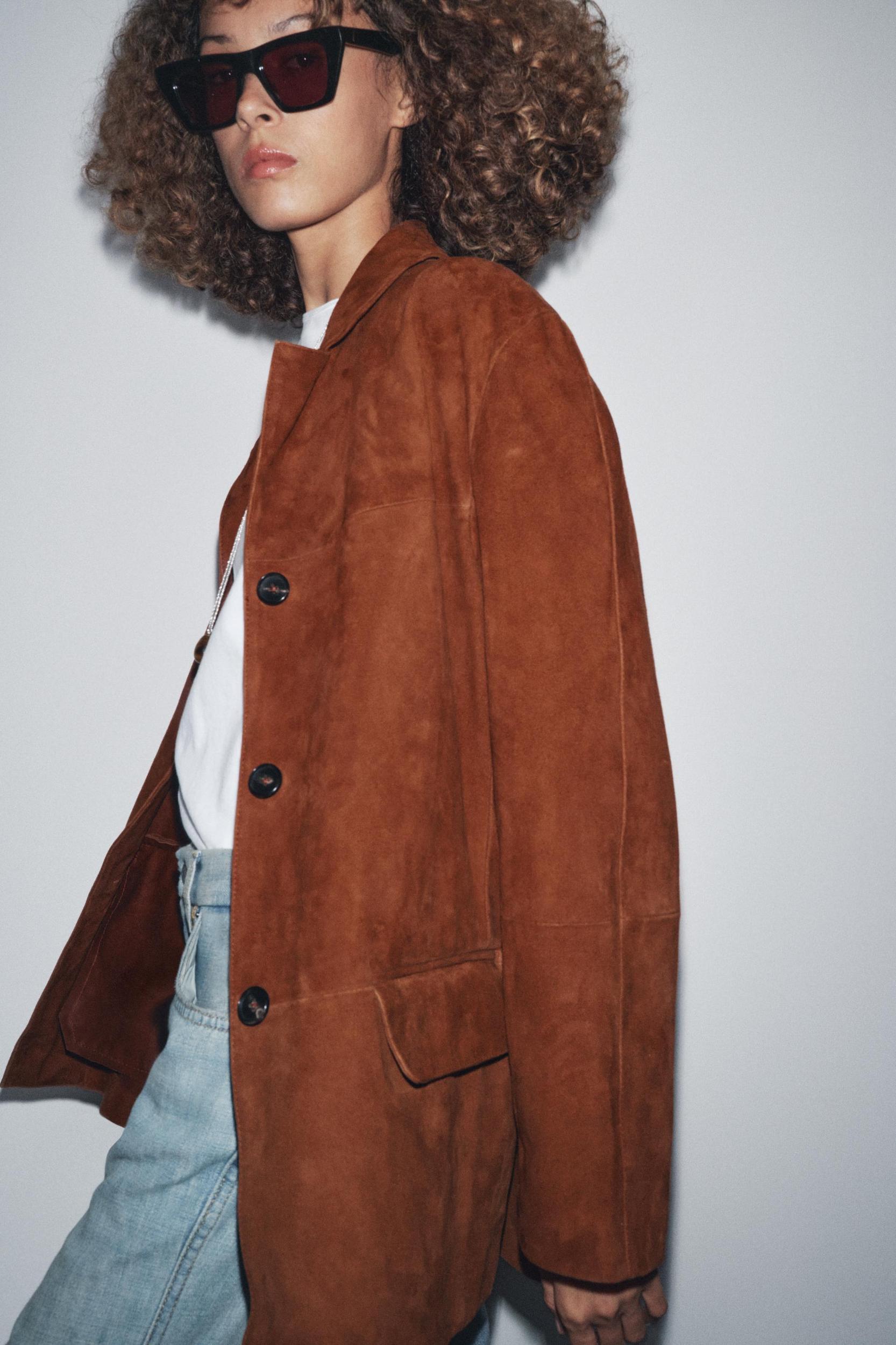 ZW COLLECTION LIMITED EDITION OVERSIZED SUEDE LEATHER BLAZER Product Image