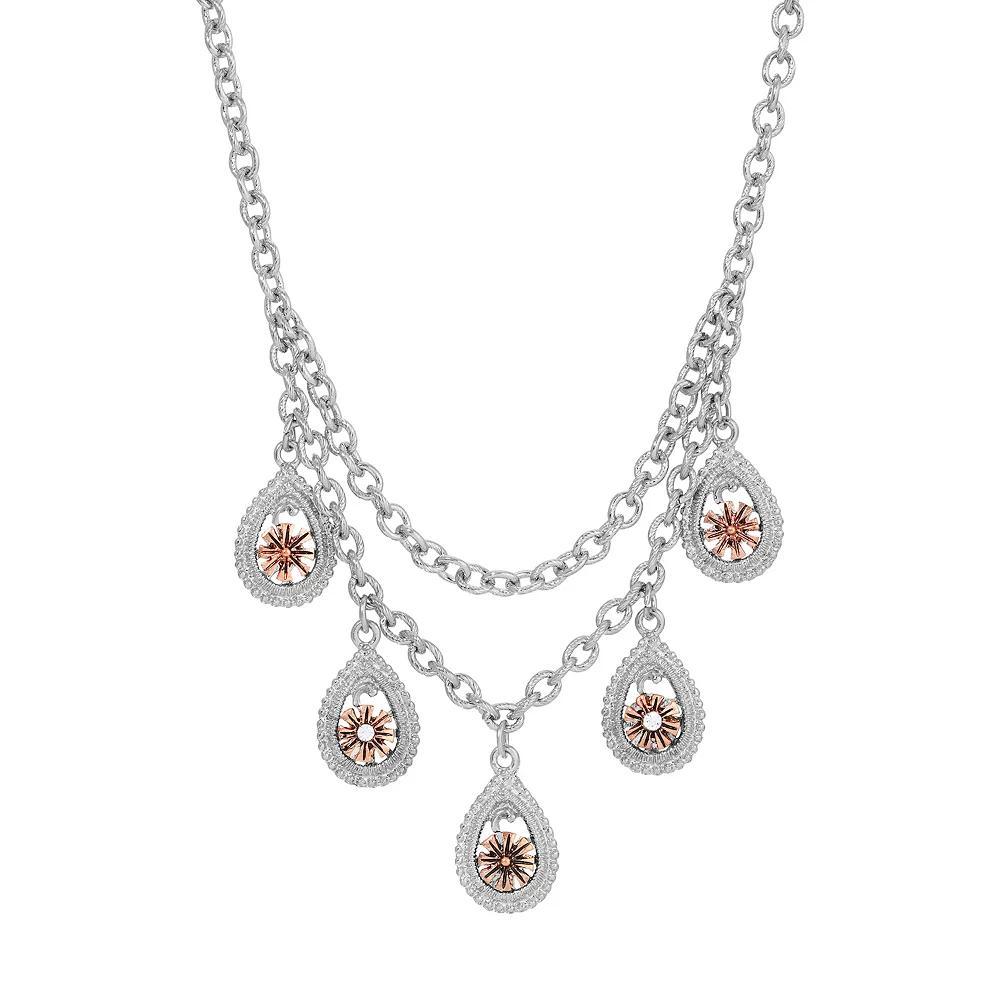 1928 Two Tone Multi Teardrop Necklace, Womens Product Image
