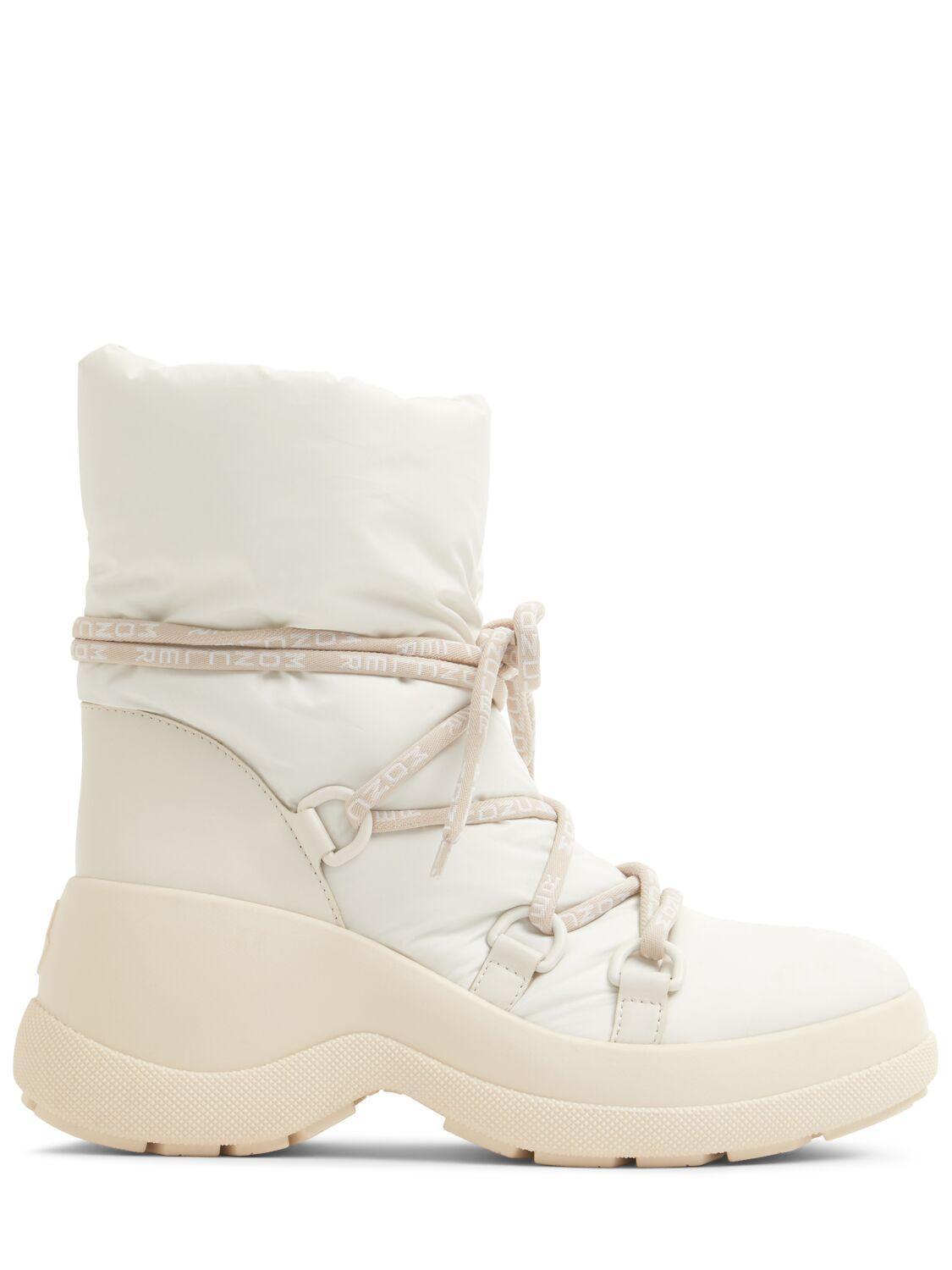 MONCLER Resile Puffy Nylon Lace-up Booties In Beige Product Image