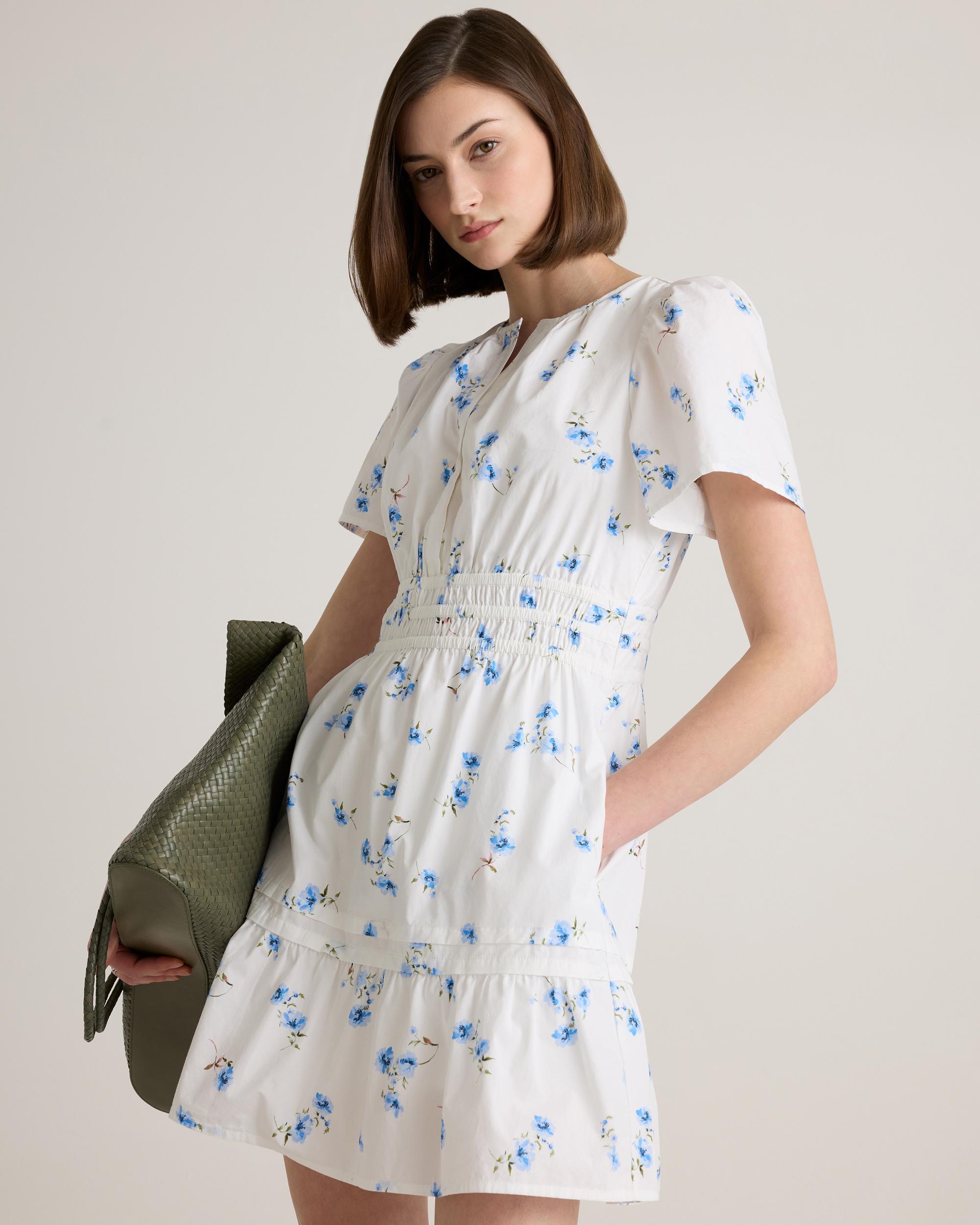 Quince | Women's Poplin Tiered Mini Dress Size XS, Organic Cotton Product Image