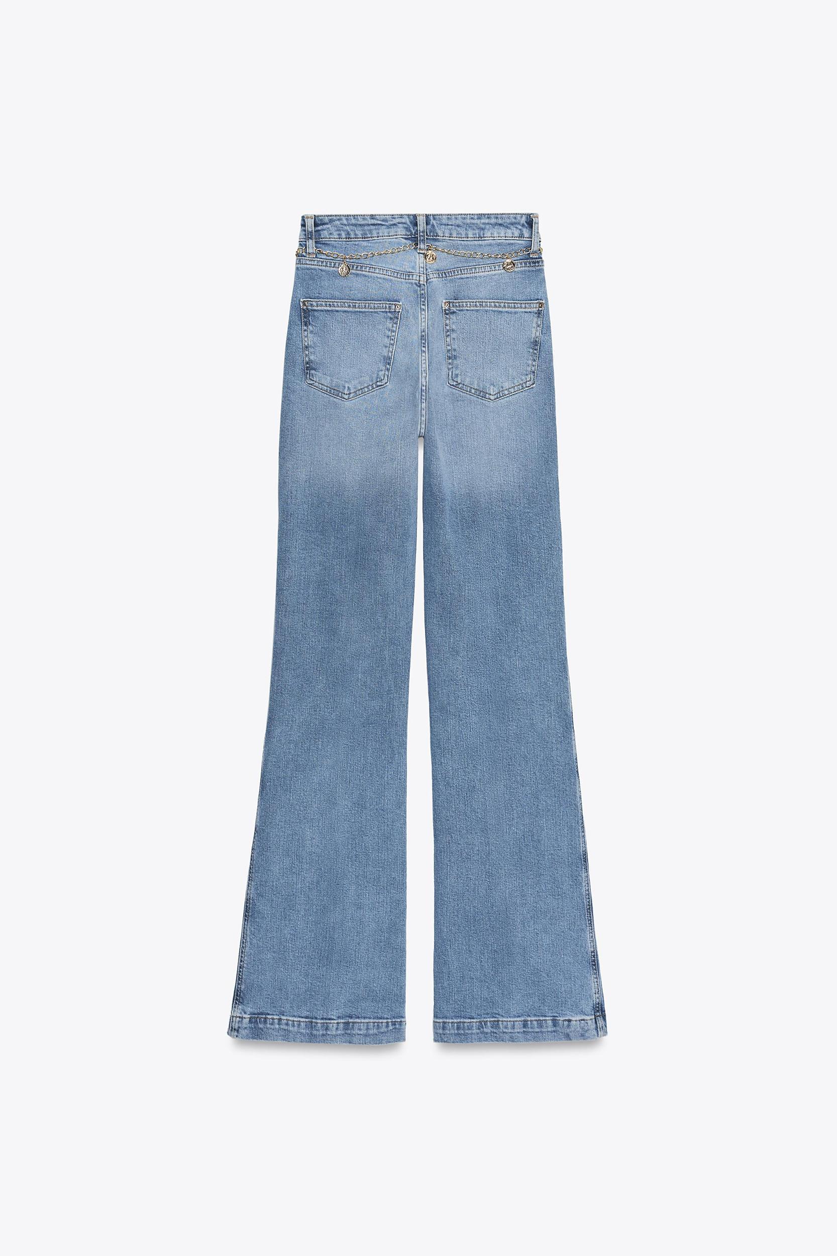 Z1975 HIGH WAIST BOOTCUT JEANS WITH CHAIN BELT Product Image
