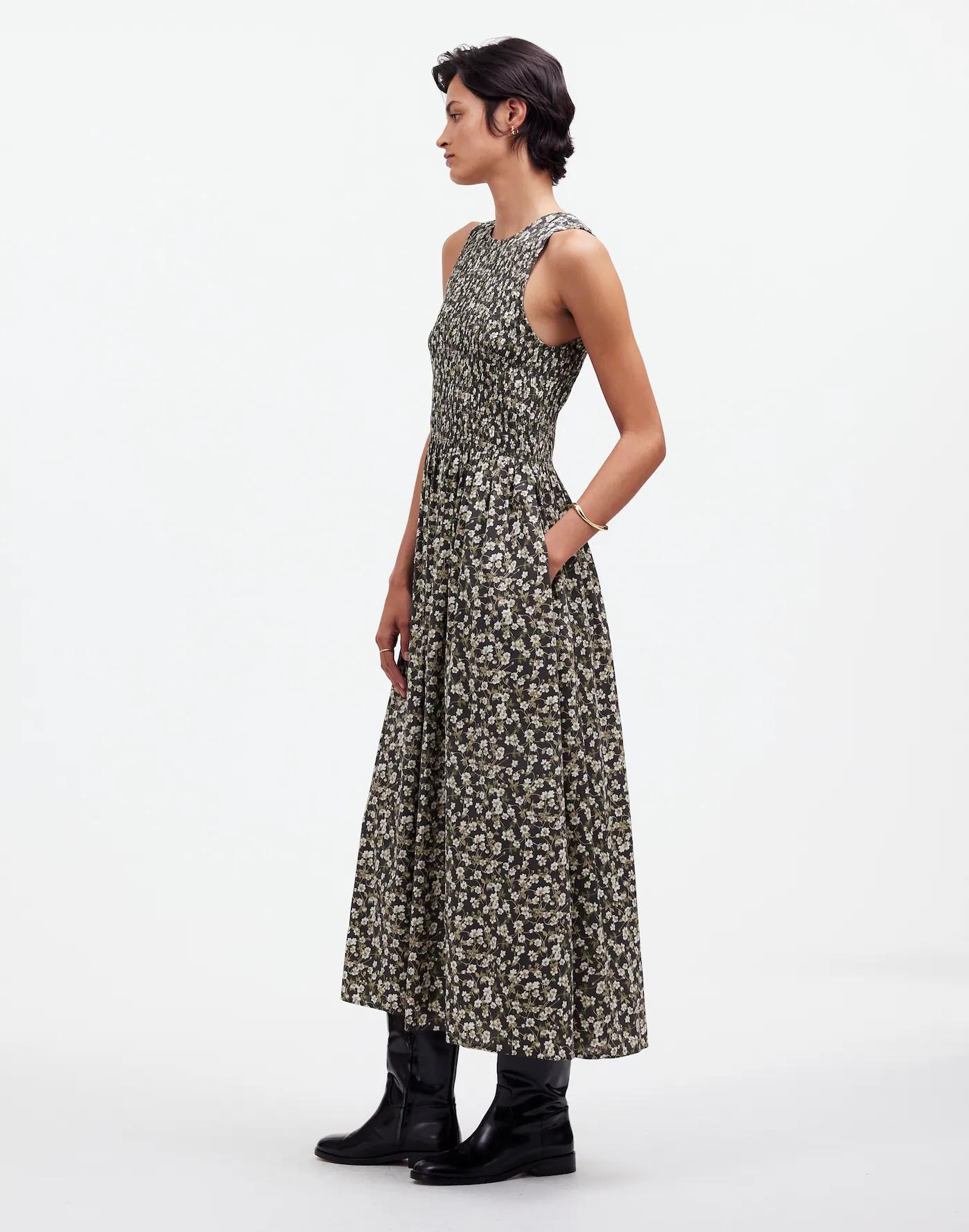 The Petite Melody Smocked Midi Dress in Floral Product Image
