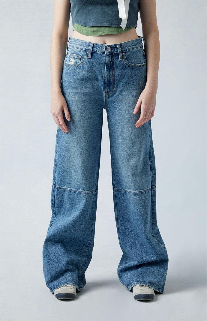 Womens Eco Paneled Mid Rise Baggy Jeans - Product Image