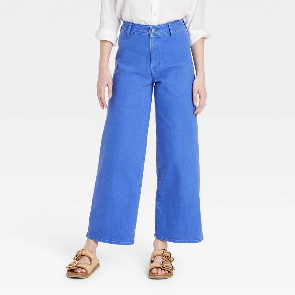 Womens High-Rise Sailor Wide Leg Ankle Jeans - Universal Thread Red 8 Product Image