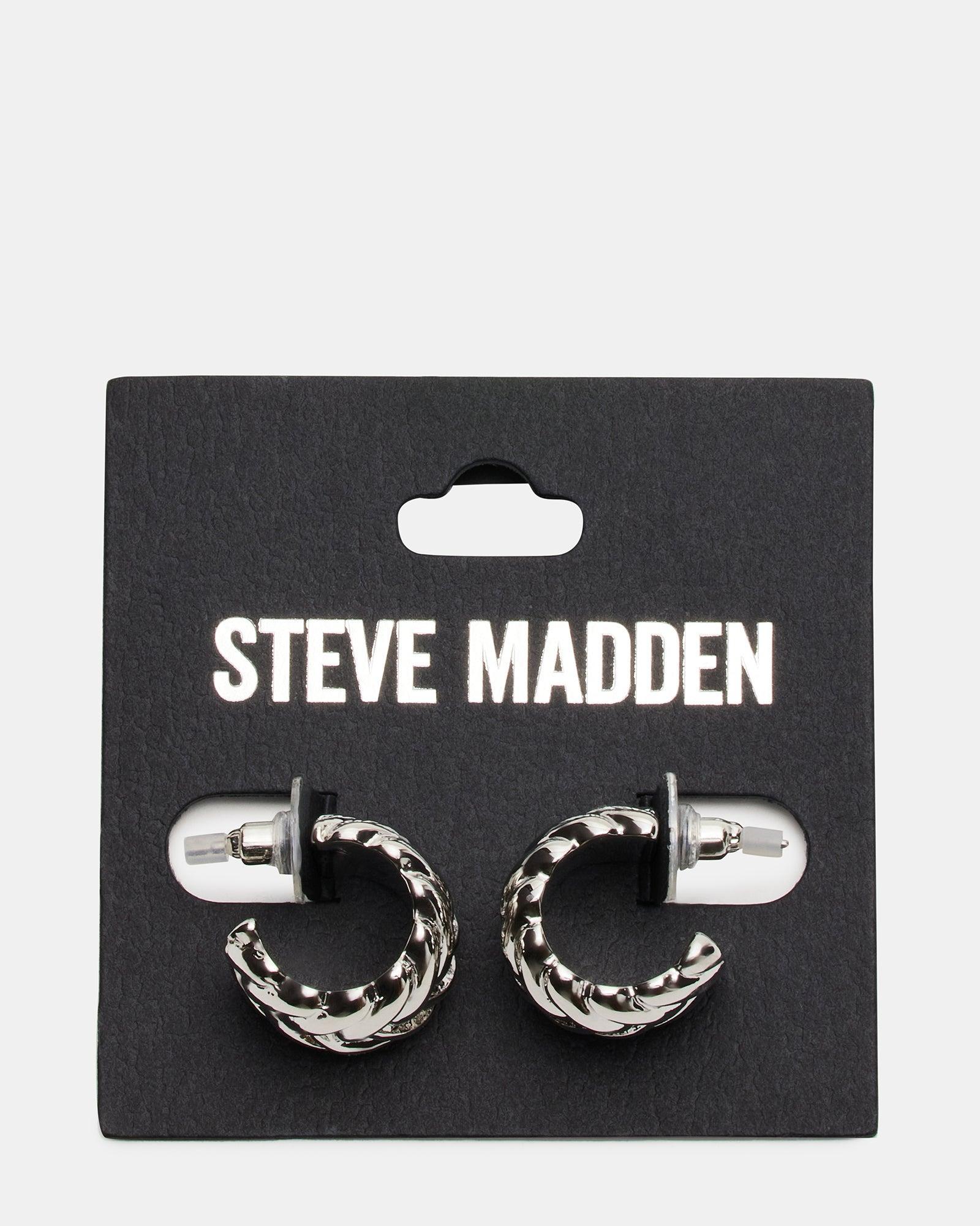 WOVEN HUGGIE EARRINGS SILVER Female Product Image