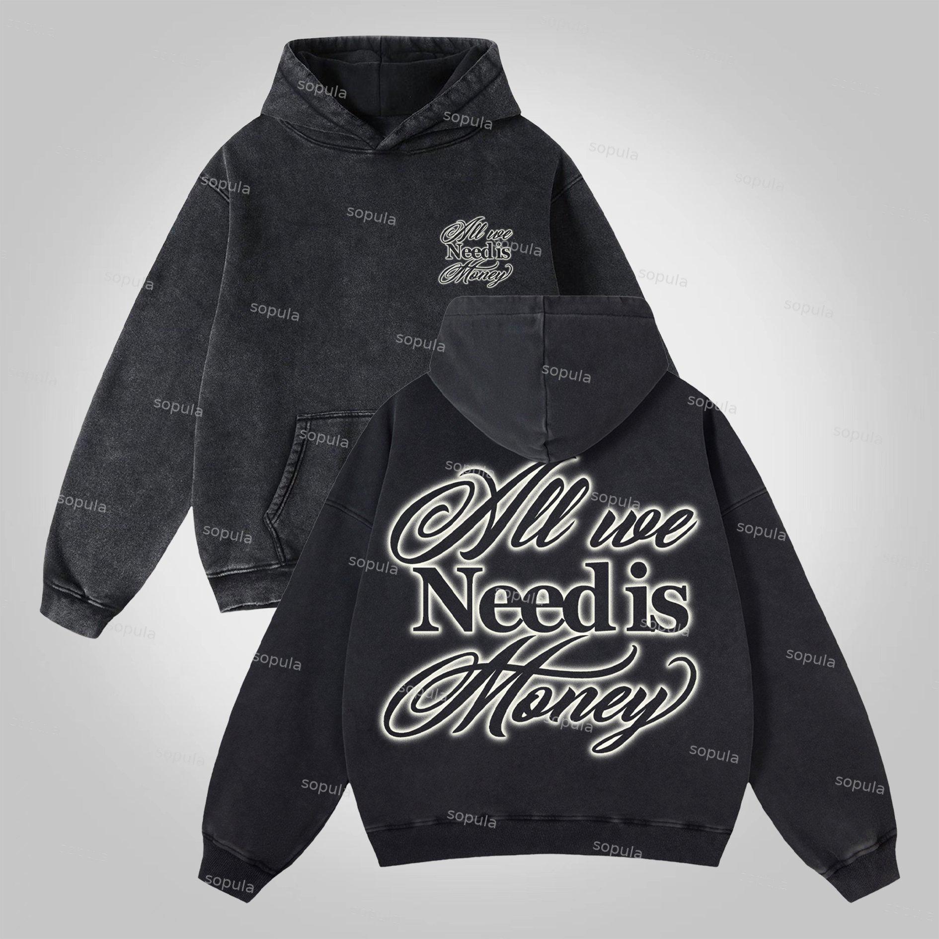 Sopula All We Need Is Money Washed Hoodie Product Image