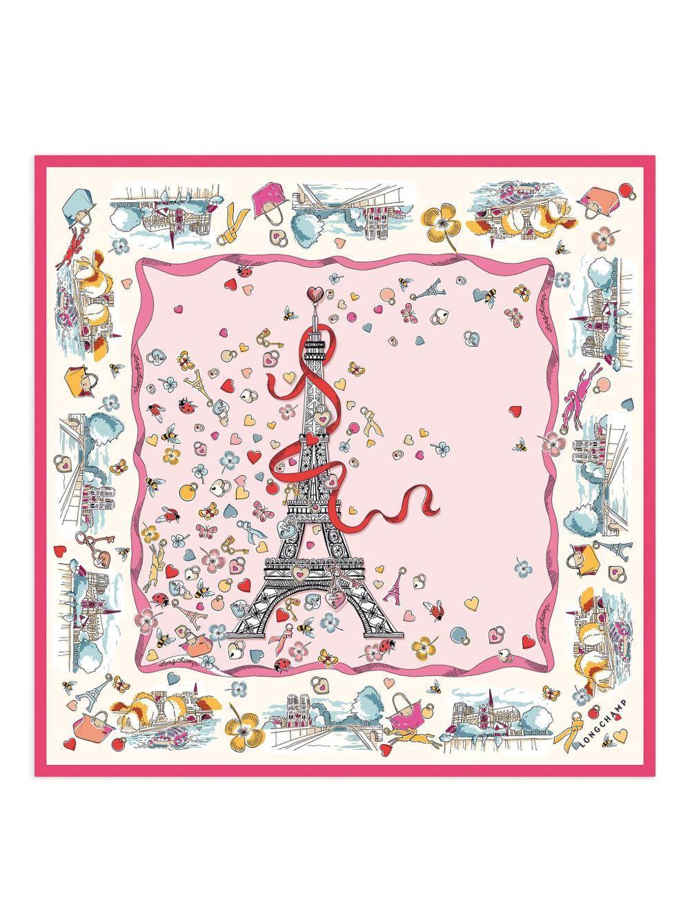 Parisian illustration silk scarf Product Image