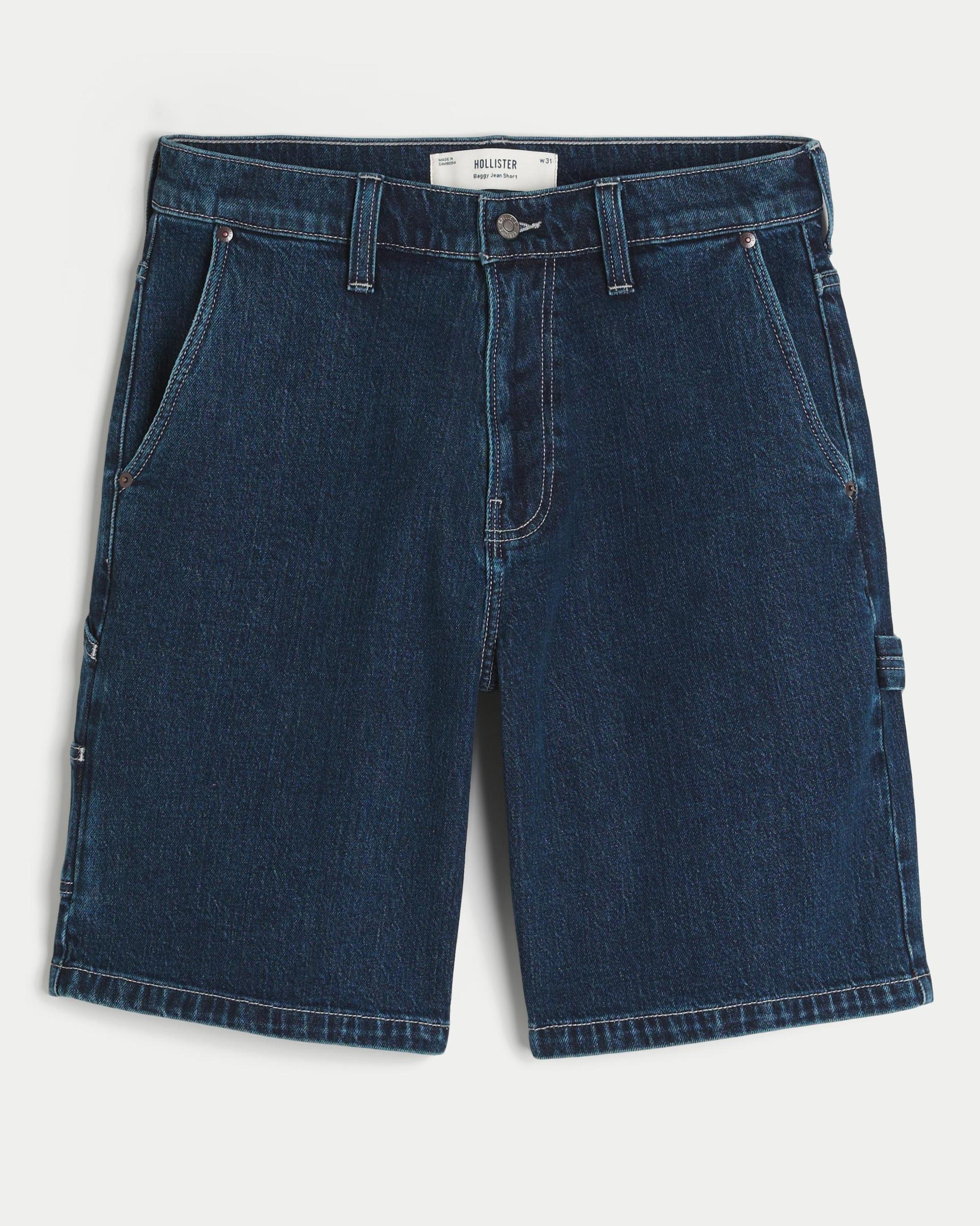 Washed Black Baggy Denim Shorts Product Image