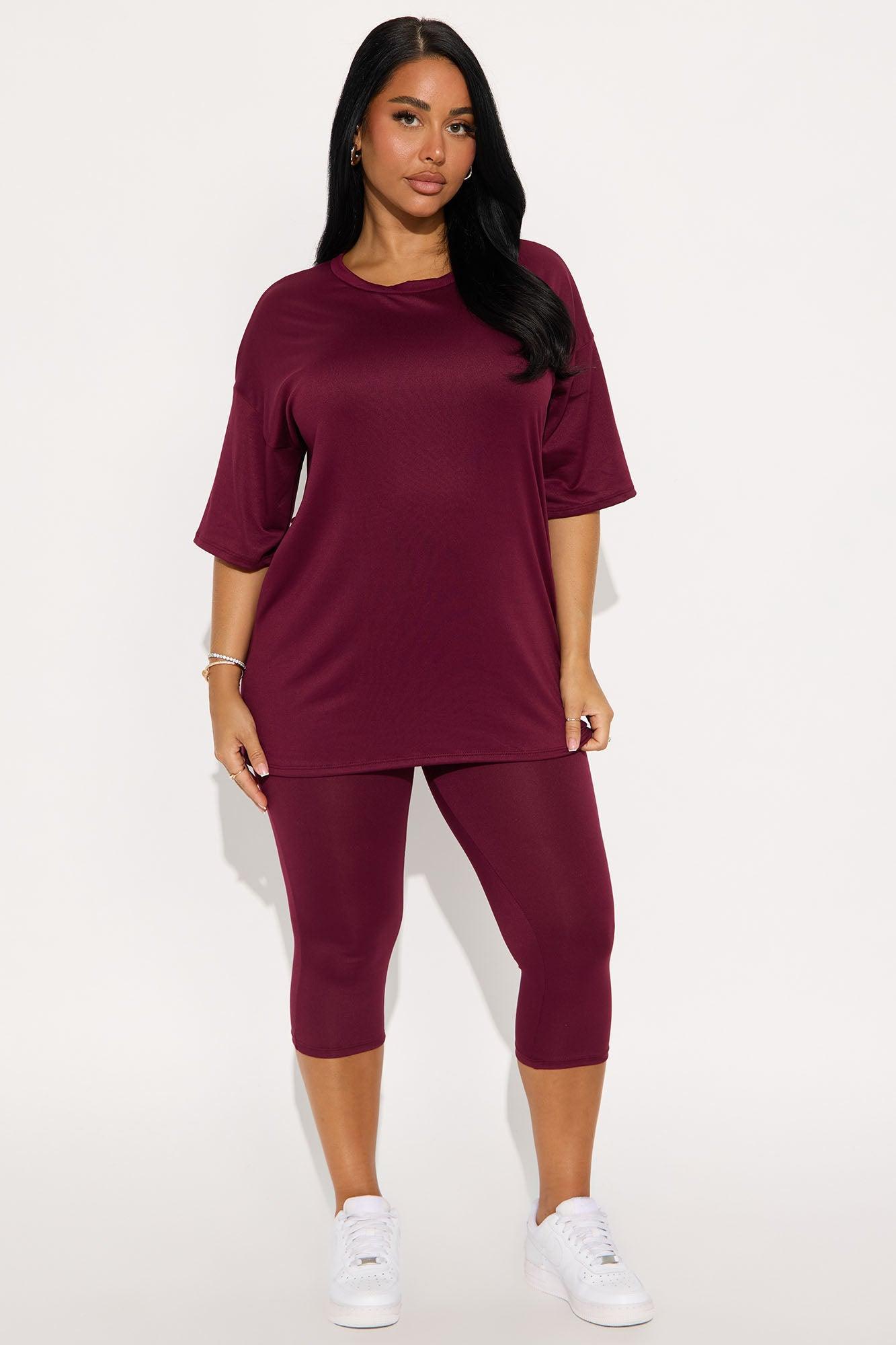 Weekend Vibes Capri Set - Burgundy Product Image