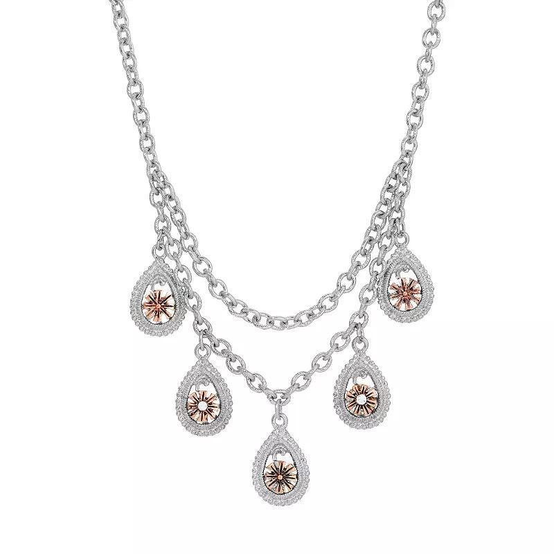 1928 Two Tone Multi Teardrop Necklace, Womens Product Image
