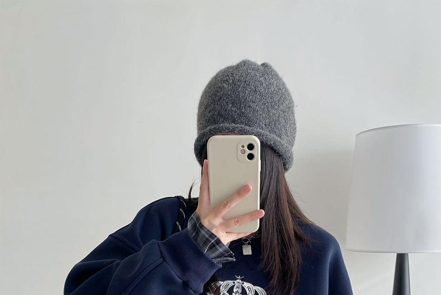 Crew Neck Lettering Plaid Panel Pullover Product Image