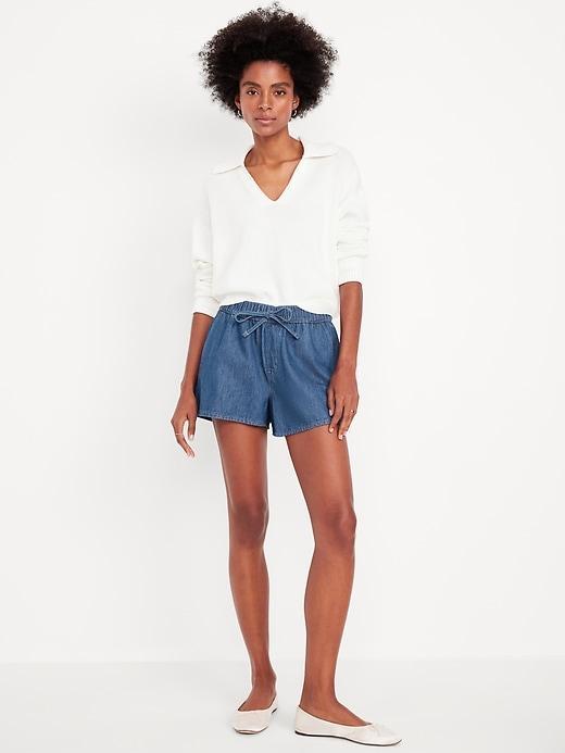 High-Waisted Baggy Jean Shorts Product Image