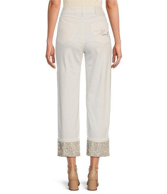 KARL LAGERFELD PARIS Stretch Denim Cropped Cuffed Jeans Product Image