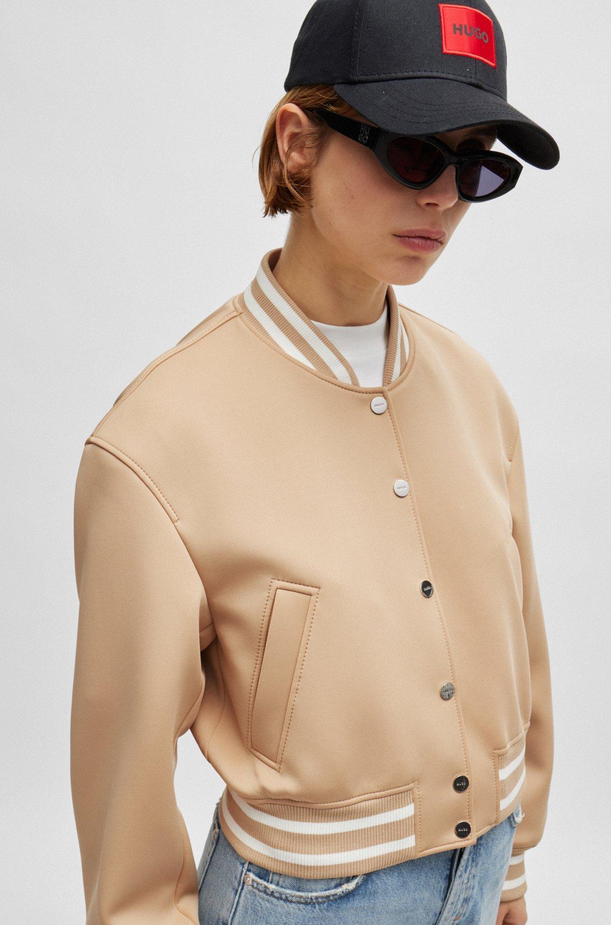 Cropped bomber jacket with striped trims in relaxed fit Product Image
