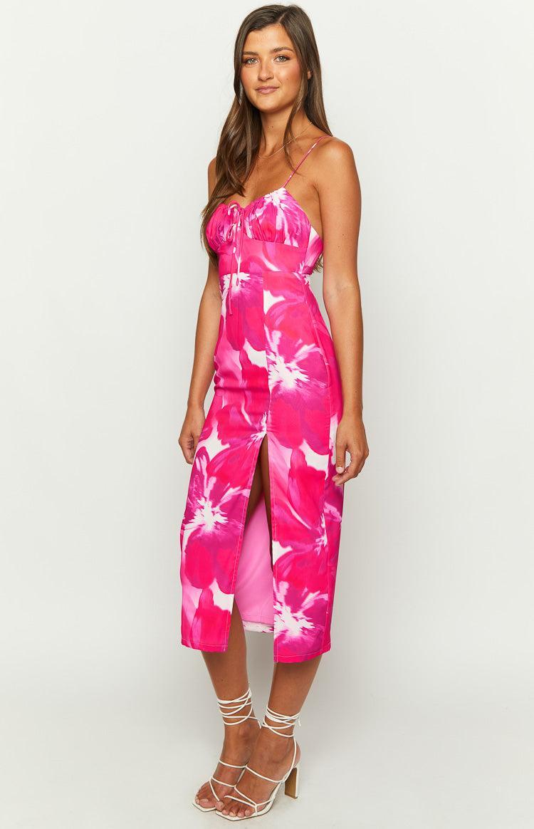 Paloma Pink Print Midi Dress Product Image