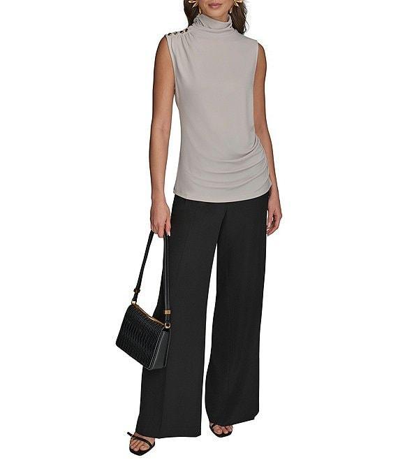 Donna Karan Sleeveless Mockneck Stretch Knit Top Product Image