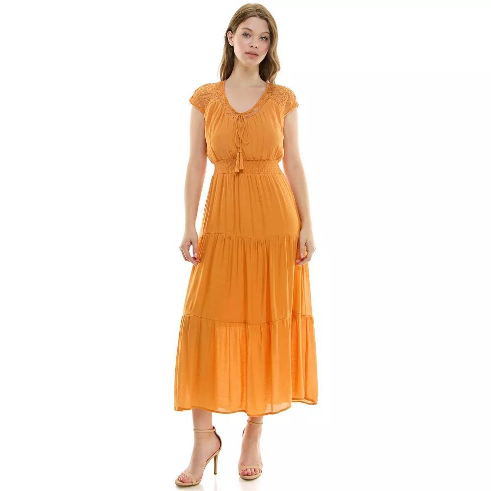 Womens Luxology Gauze Smocked Waist Maxi Dress Blue Product Image