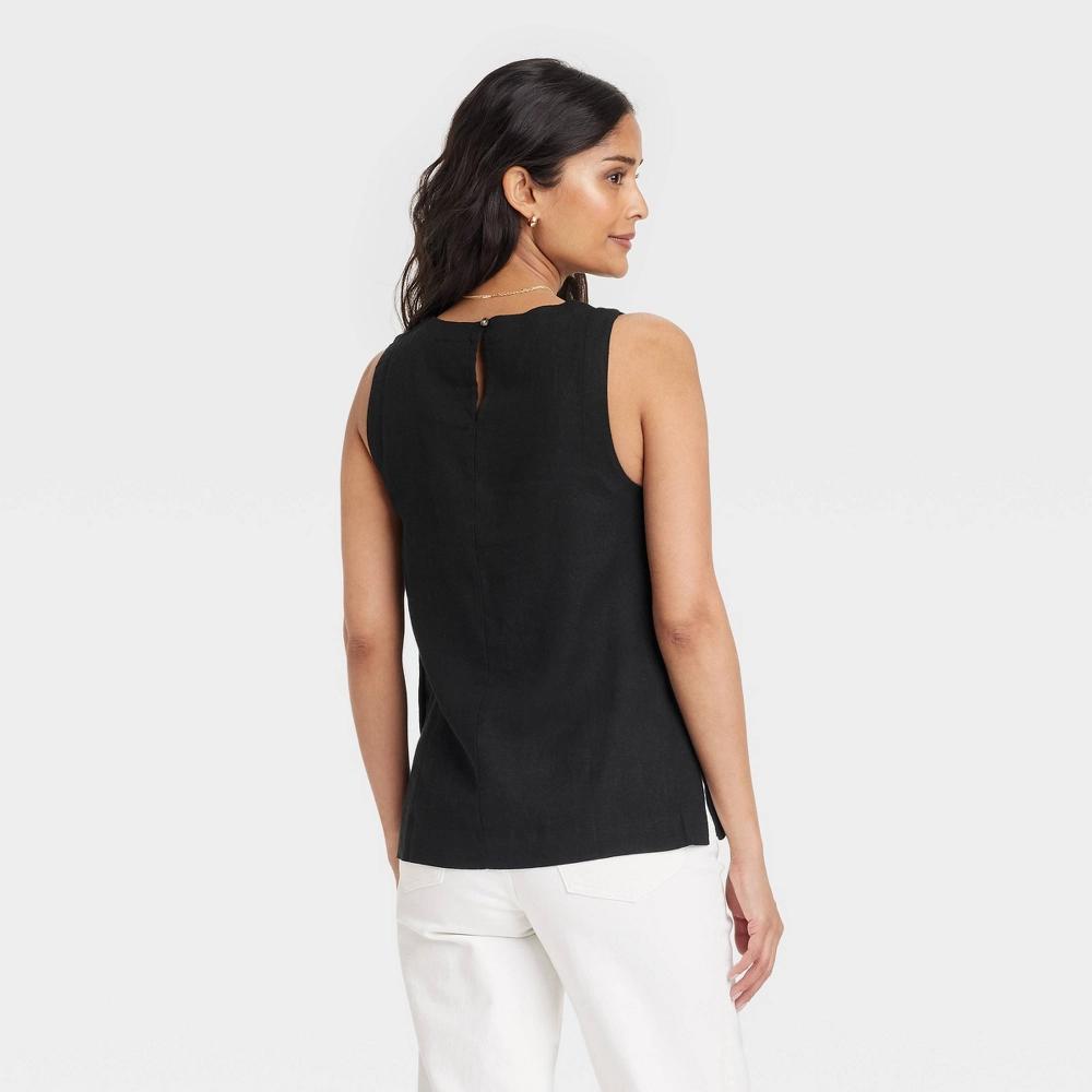 Womens Linen Tank Top - Universal Thread Tan M: Relaxed Fit, Crew Neck, Midweight Fabric Product Image