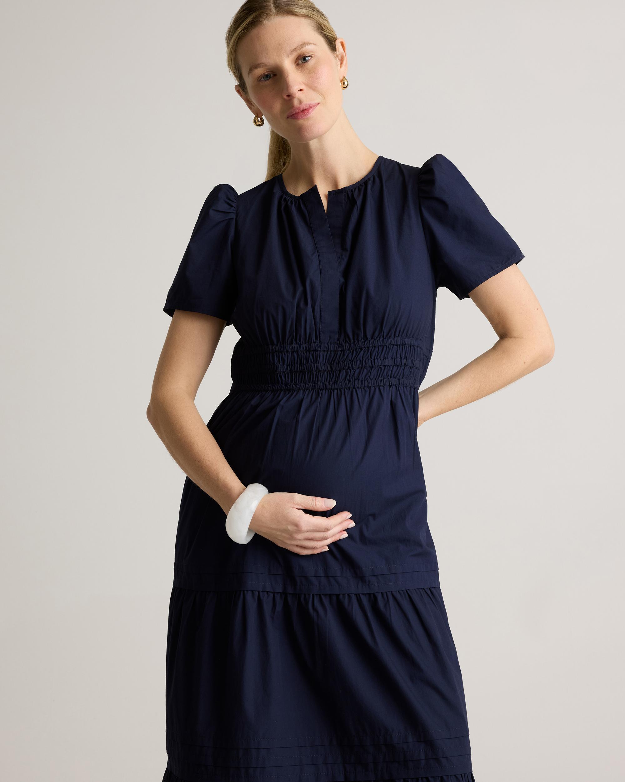 Quince | Women's Poplin Maternity Tiered Maxi Dress Organic Cotton Product Image