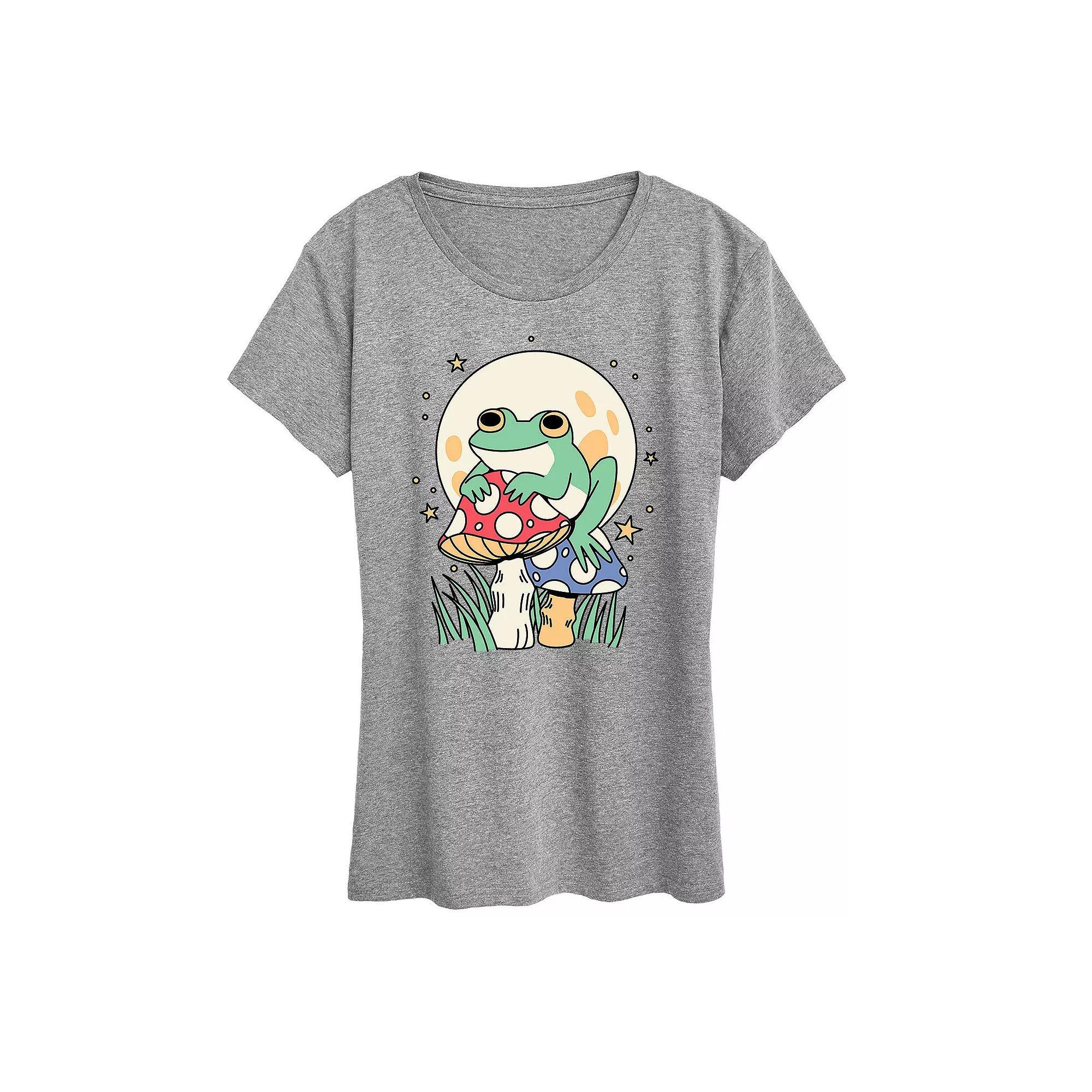 Women's Frog And Mushrooms Graphic Tee, Girl's, Size: Medium, Grey Gray Product Image