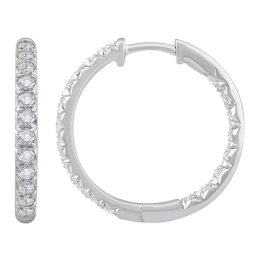 Diamond Medley 14k White Gold 2 Carat T.W. Lab-Grown Diamond Hoop Earrings, Women's, 14k Whgold Product Image